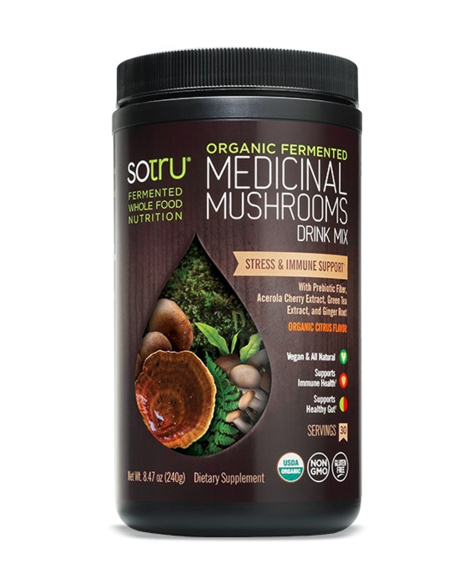 SoTru Organic Fermented Medicinal Mushrooms 8.47 oz (240g) Powder