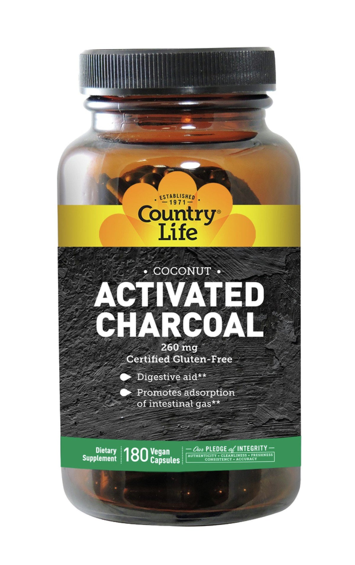 Country Life Activated Charcoal 180 Capsule