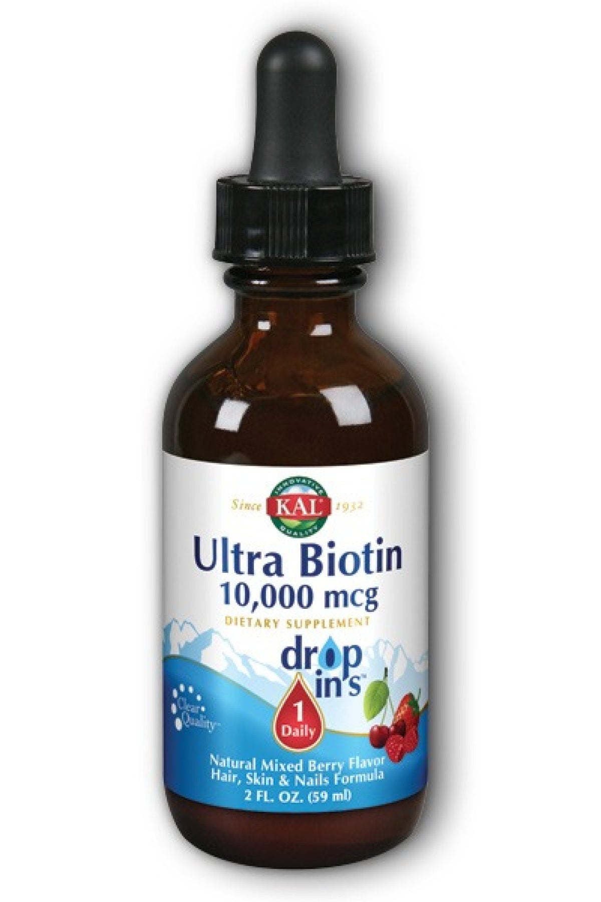 Kal Ultra Biotin DropIns 10000 mcg/Mixed Berry 2 fl oz Dropper