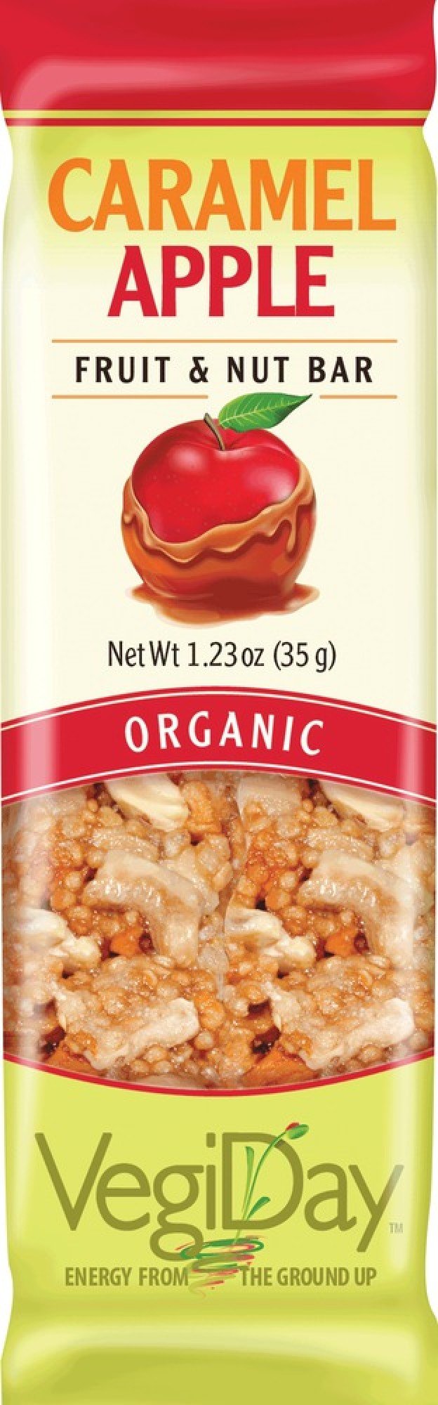 Natural Factors VegiDay Organic Fruit & Nut Bar -Carmel Apple Box 12 (1.23 oz) Box