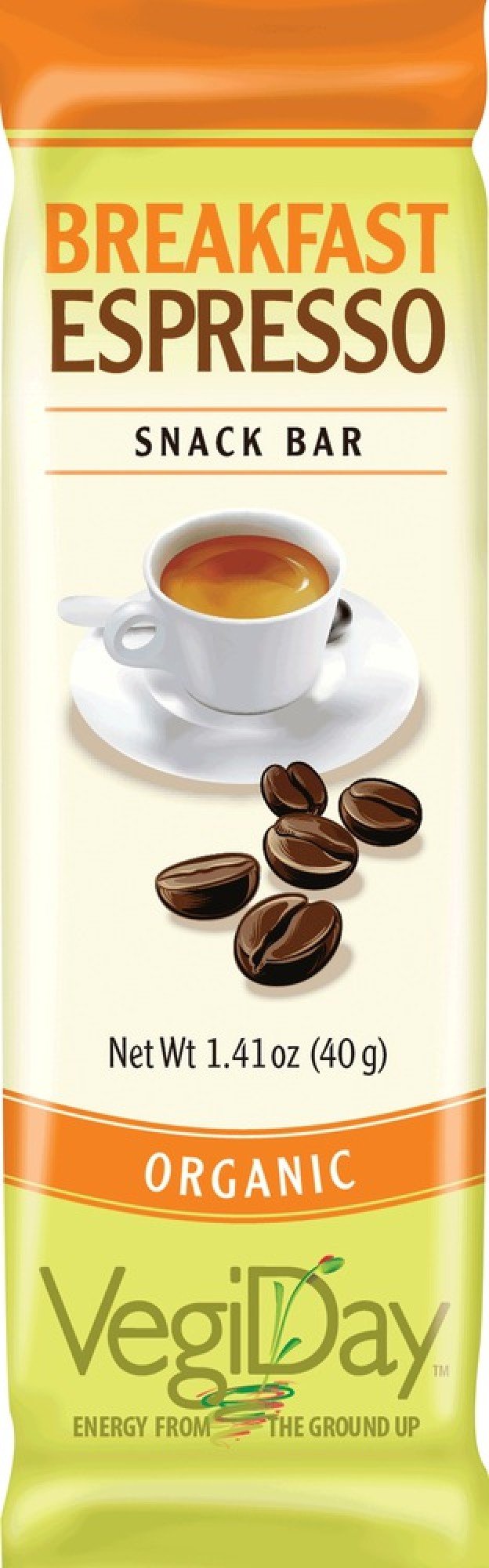 Natural Factors VegiDay Organic Snack Bar -Breakfast Espresso Box 12 (1.41oz) Box