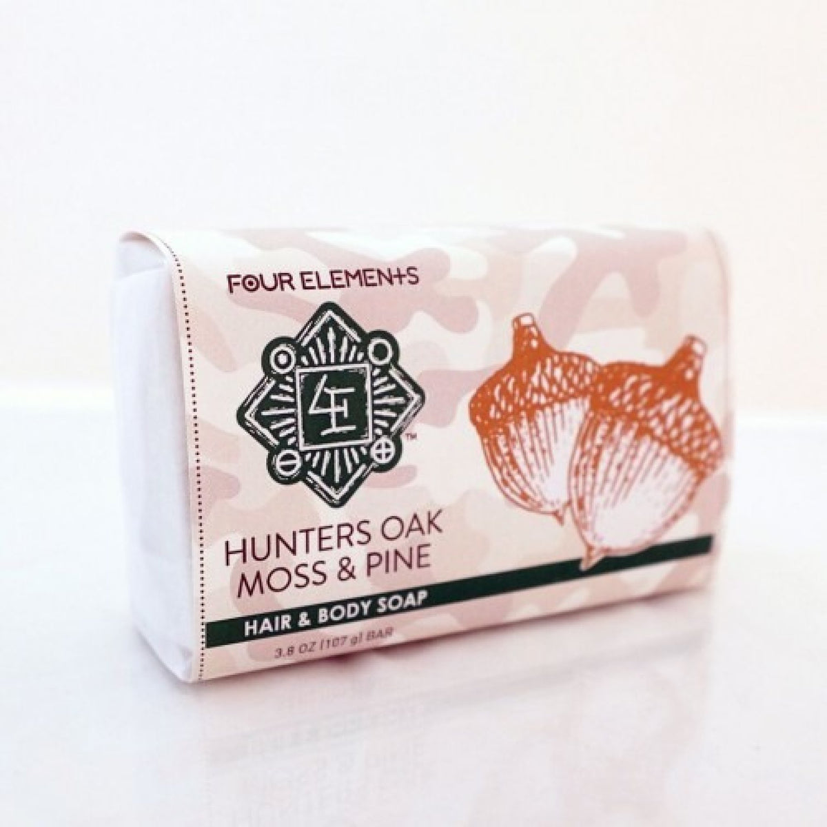 Four Elements Organic Herbals Hunter's Oakmoss and Pine Soap 3.8 oz Bar Soap
