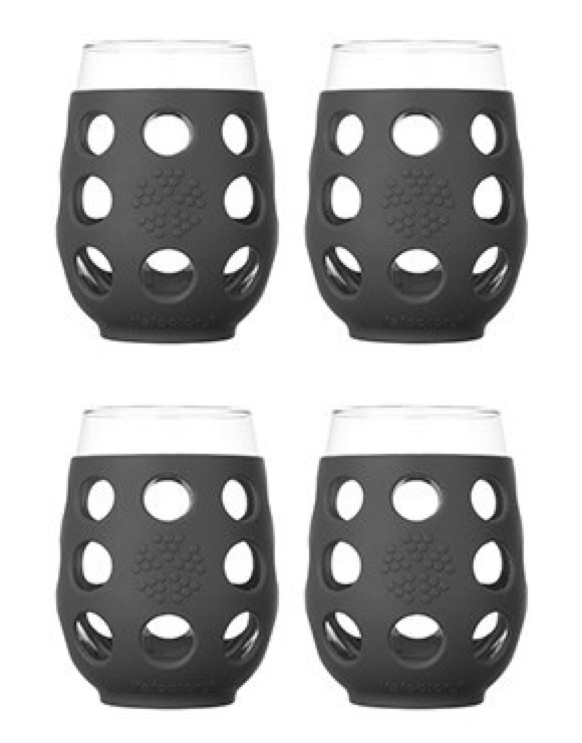 Lifefactory Wine Glass Carbon 4/pk 17 oz Glass