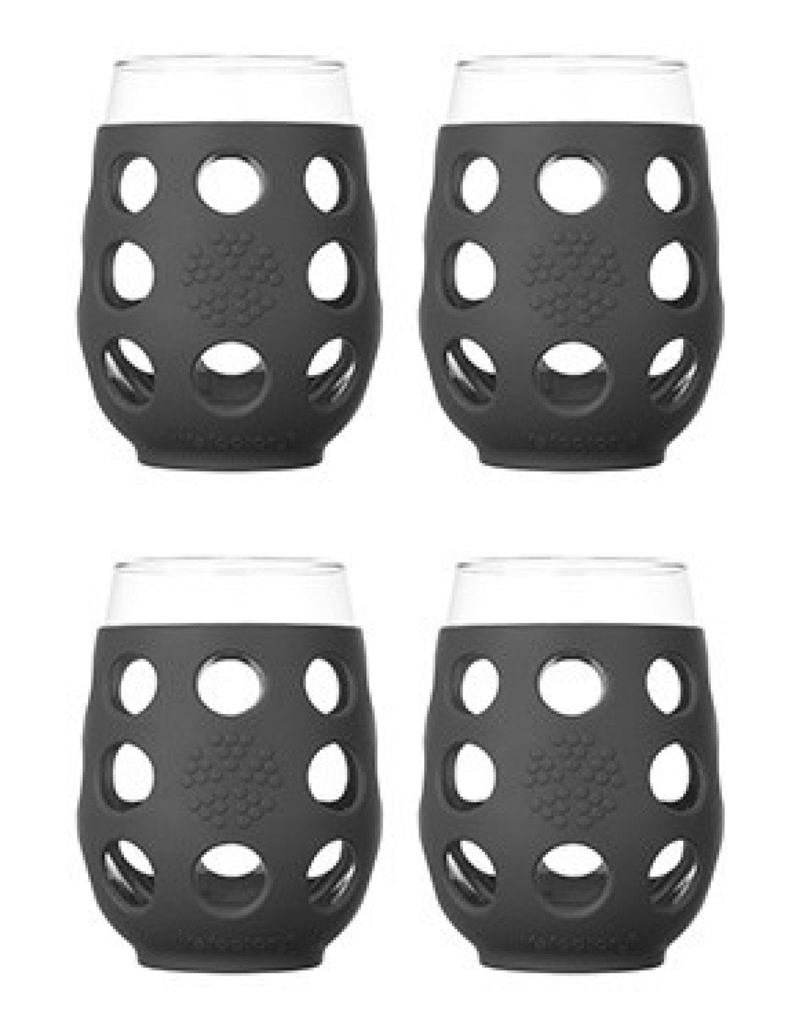 Lifefactory Wine Glass Carbon 4/pk 17 oz Glass