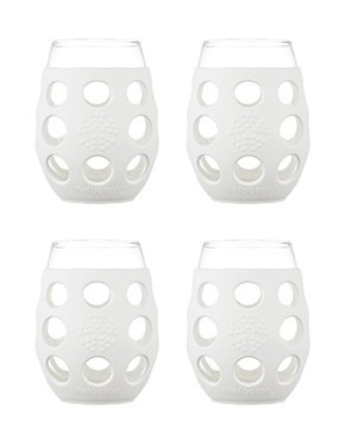Lifefactory Wine Glass Optic White 4/pk 11 oz Glass