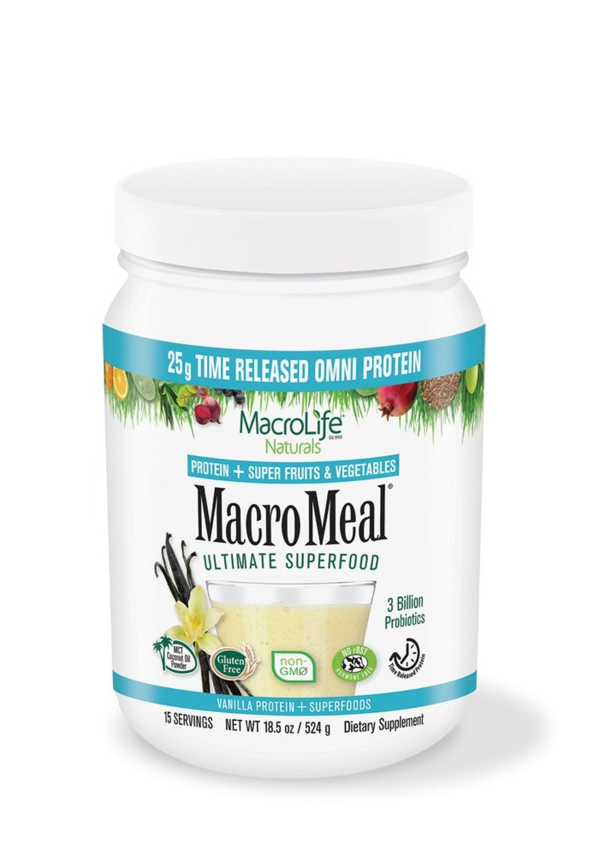 Macrolife Naturals MacroMeal Omi Vanilla 15 Serving 18.5 oz Powder