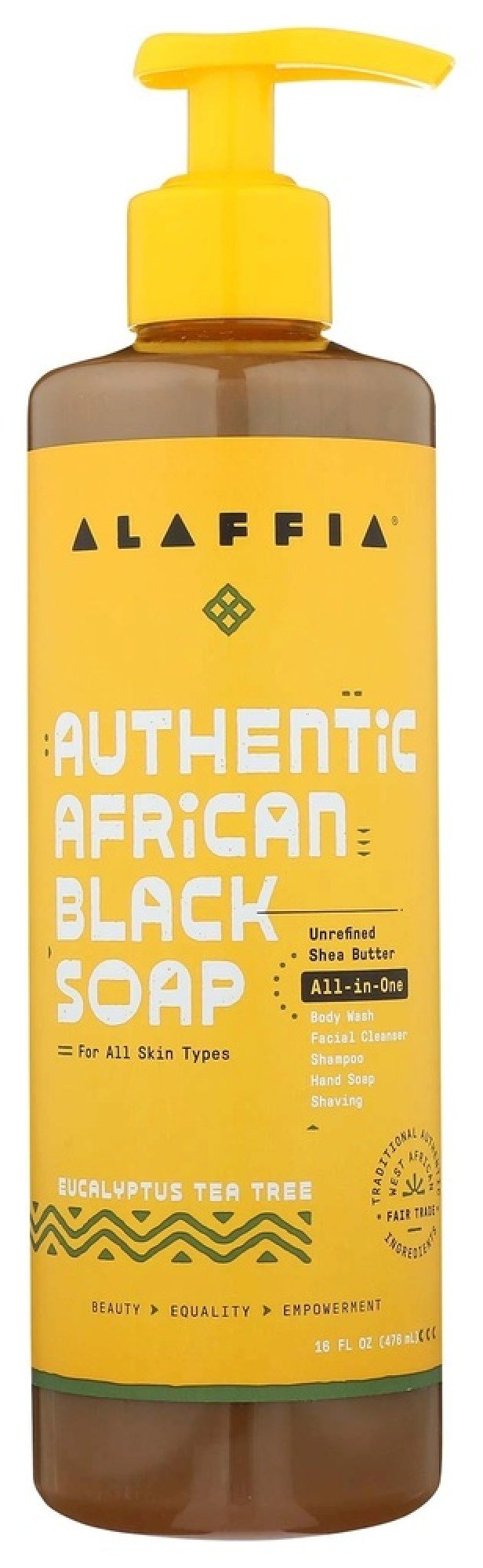 Alaffia Authentic African Black Soap All-In-One Eucalyptus Tea Tree 16 oz Liquid
