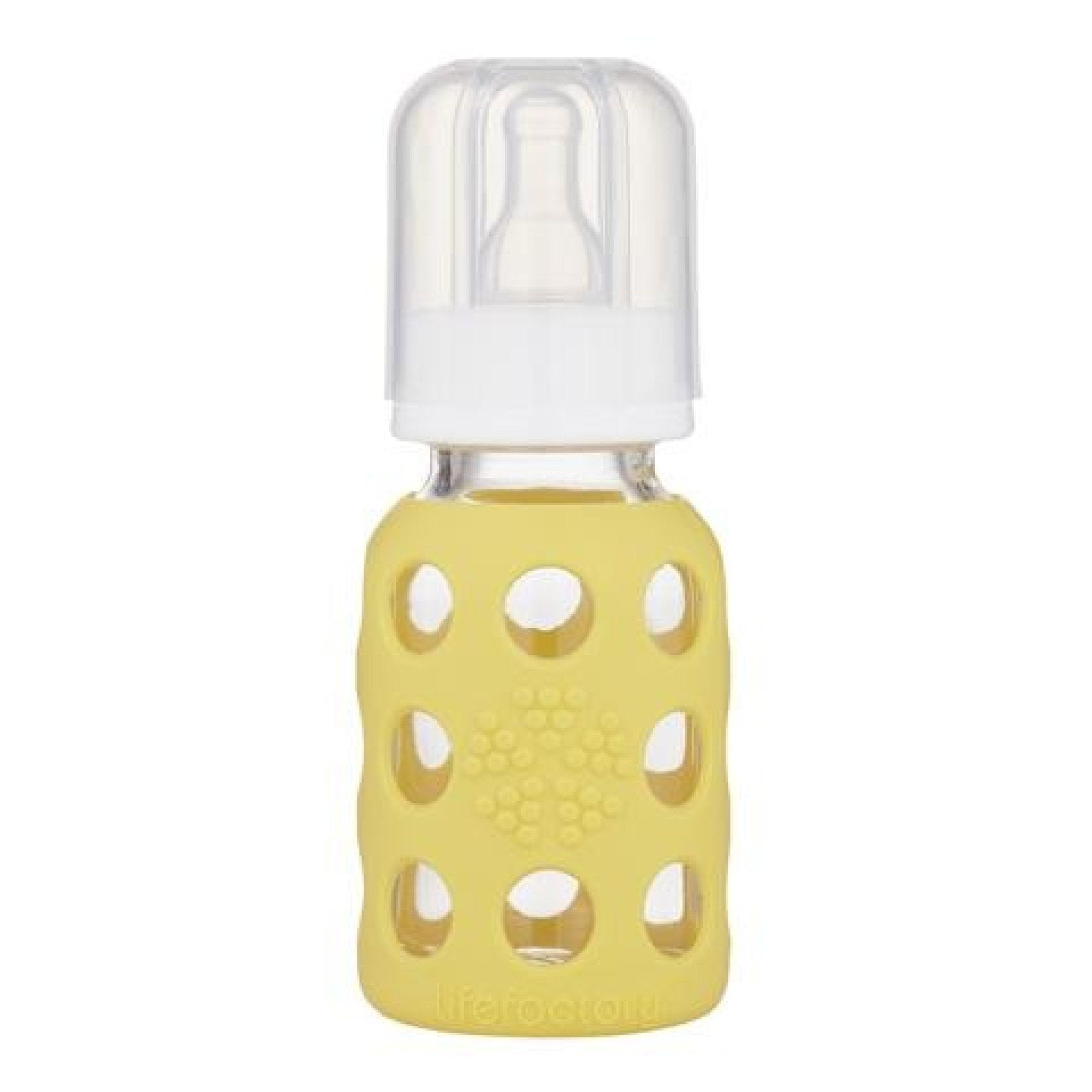 Lifefactory Glass Baby Bottle with Silicone Sleeve Banana 4 oz Bottle