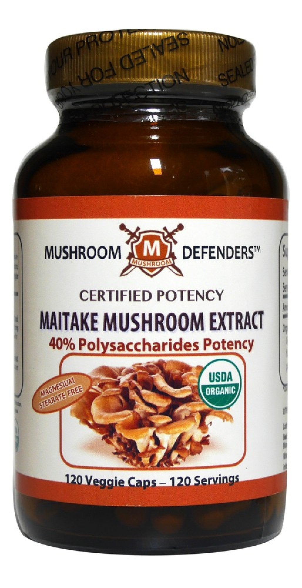 Mushroom Defenders Maitake Mushroom Organic Extract 40% Polysaccharide Potency 120 Veg Cap