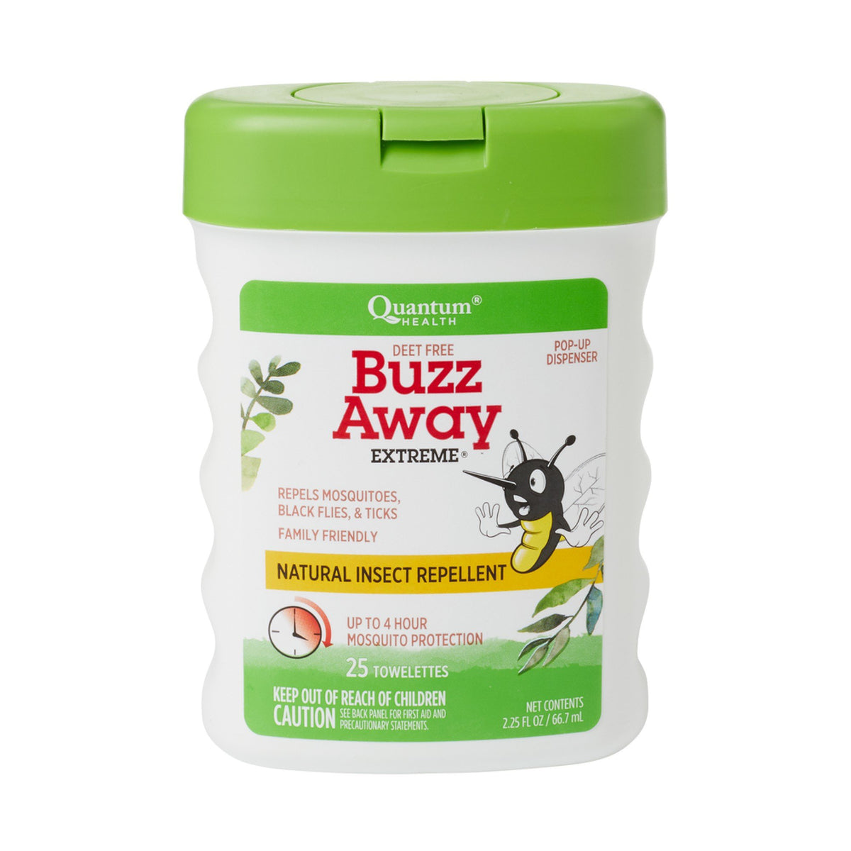 Quantum Health Buzz Away Extreme Repellent Pop-Up Towelette Dispenser 25 count Towelette