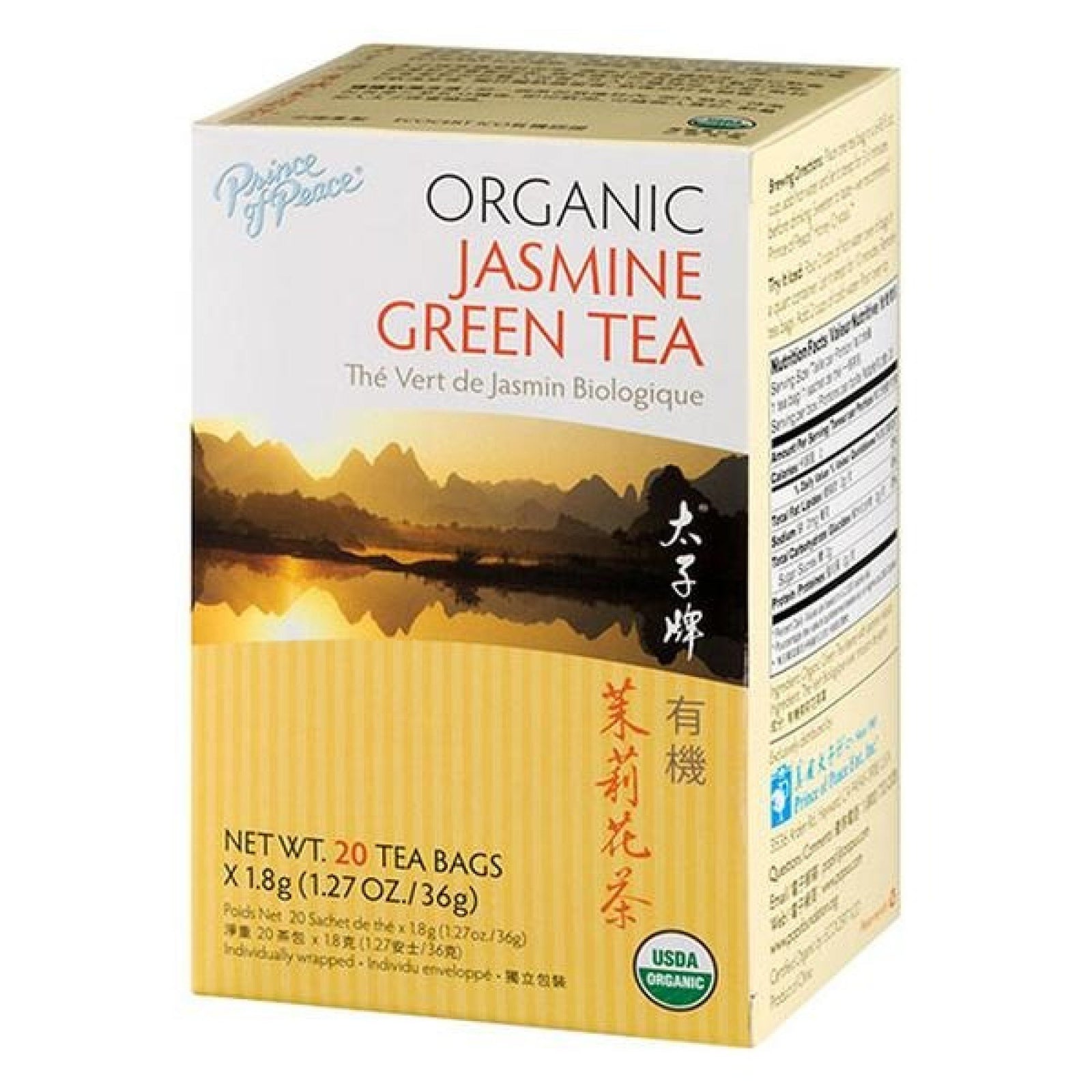 Prince Of Peace Organic Jasmine Green Tea 18 Bags Box