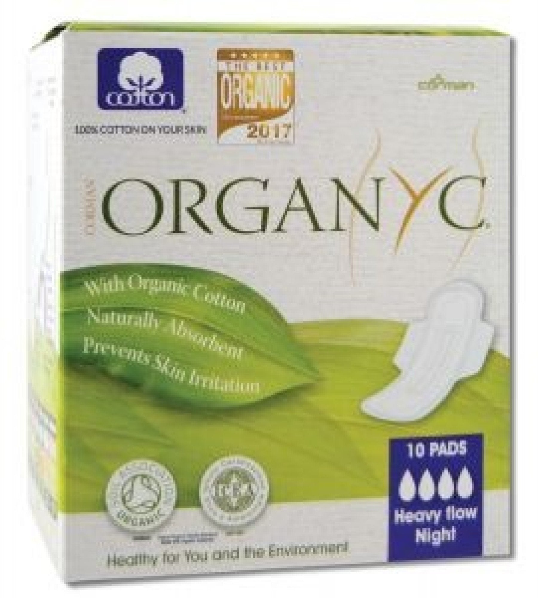 Organyc Feminine Pads Heavy Flow 10 ct Box