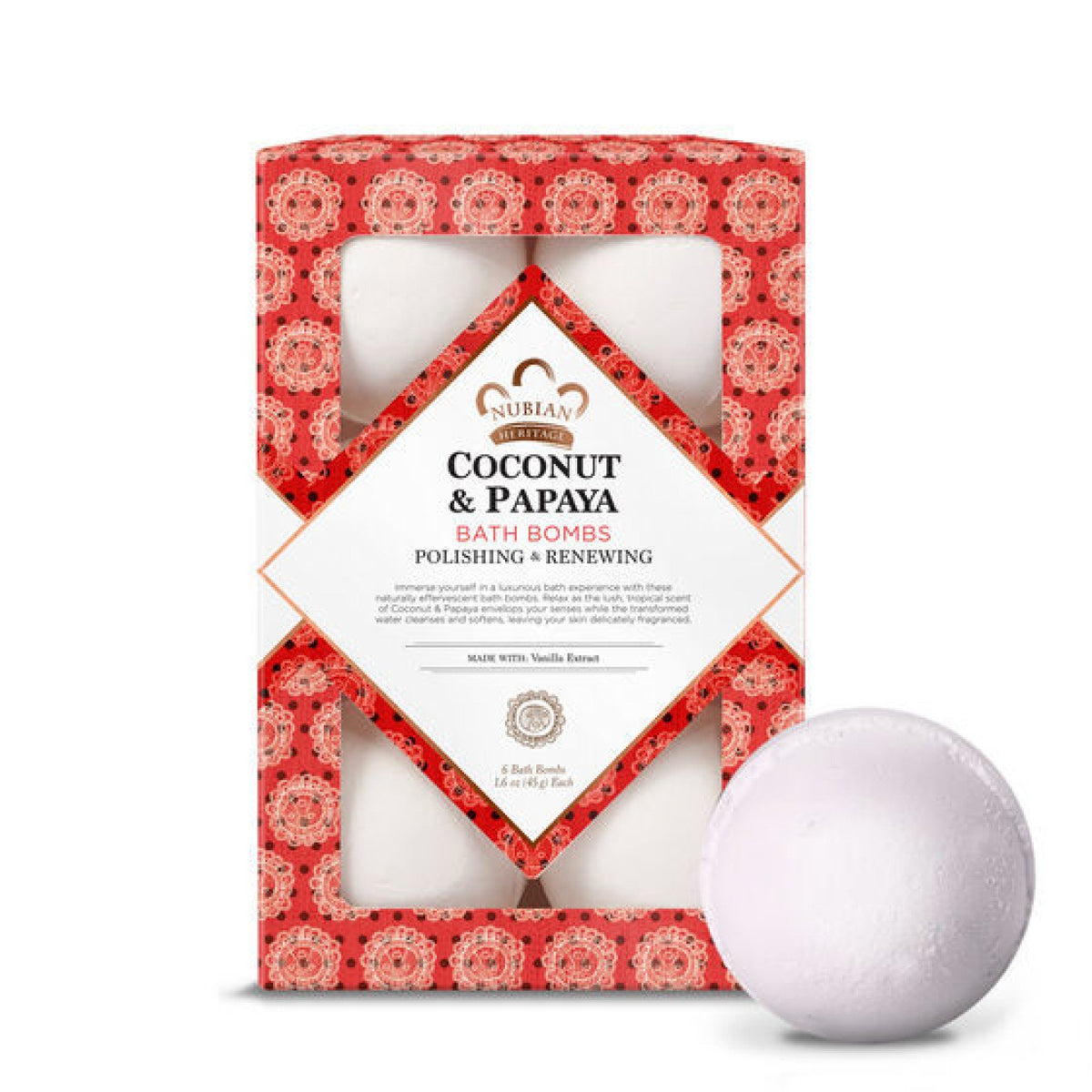 Nubian Heritage Coconut &amp; Papaya Bath Bomb 2 oz Box