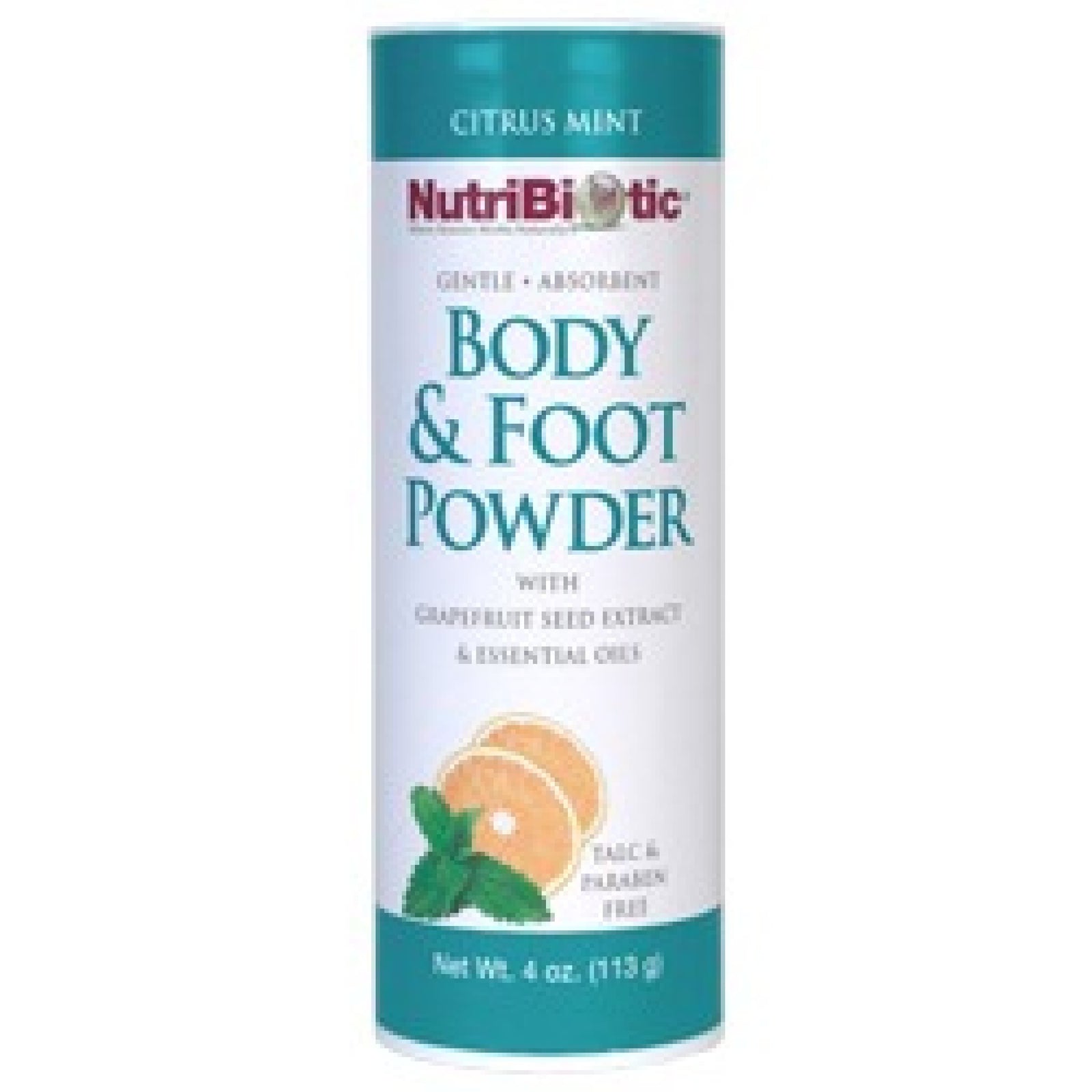 Nutribiotic Body and Foot Powder Citrus Mint 4 oz Powder