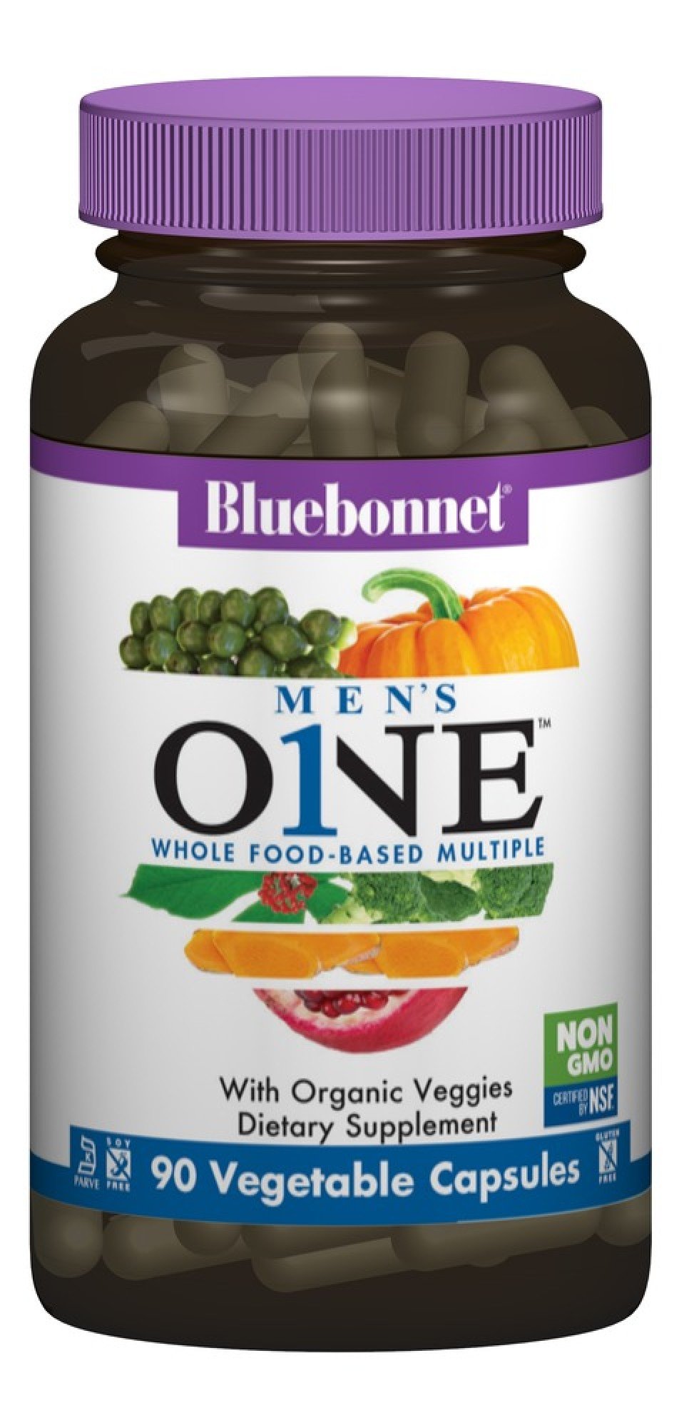 Bluebonnet Men&#39;s One Whole Food Based Multiple 90 VegCap