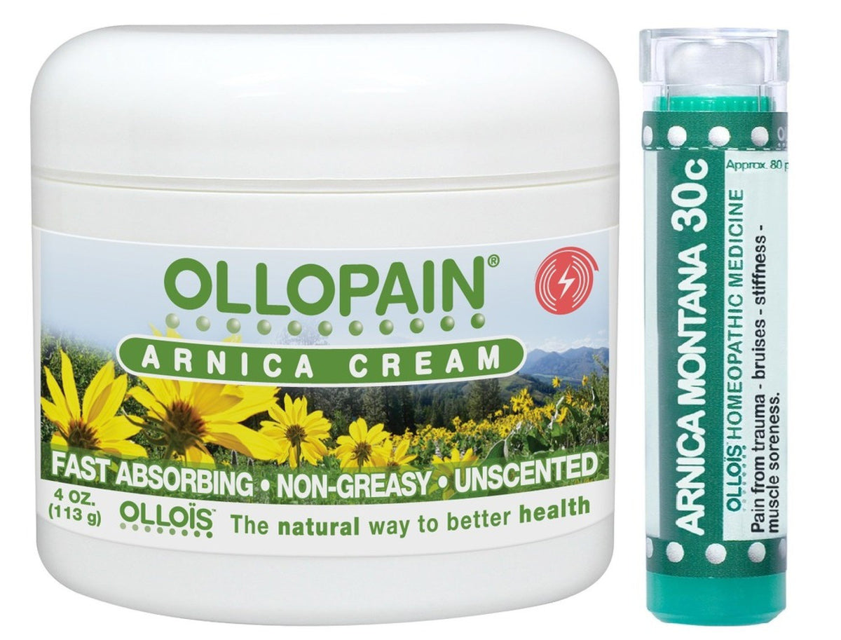 Ollois Homeopathics Ollopain Arnica Cream &amp; Organic Lactose Free Arnica Montana 30 C Pellets 1 (4 oz) &amp;1 ( 80 ct) Cream &amp; Pellets