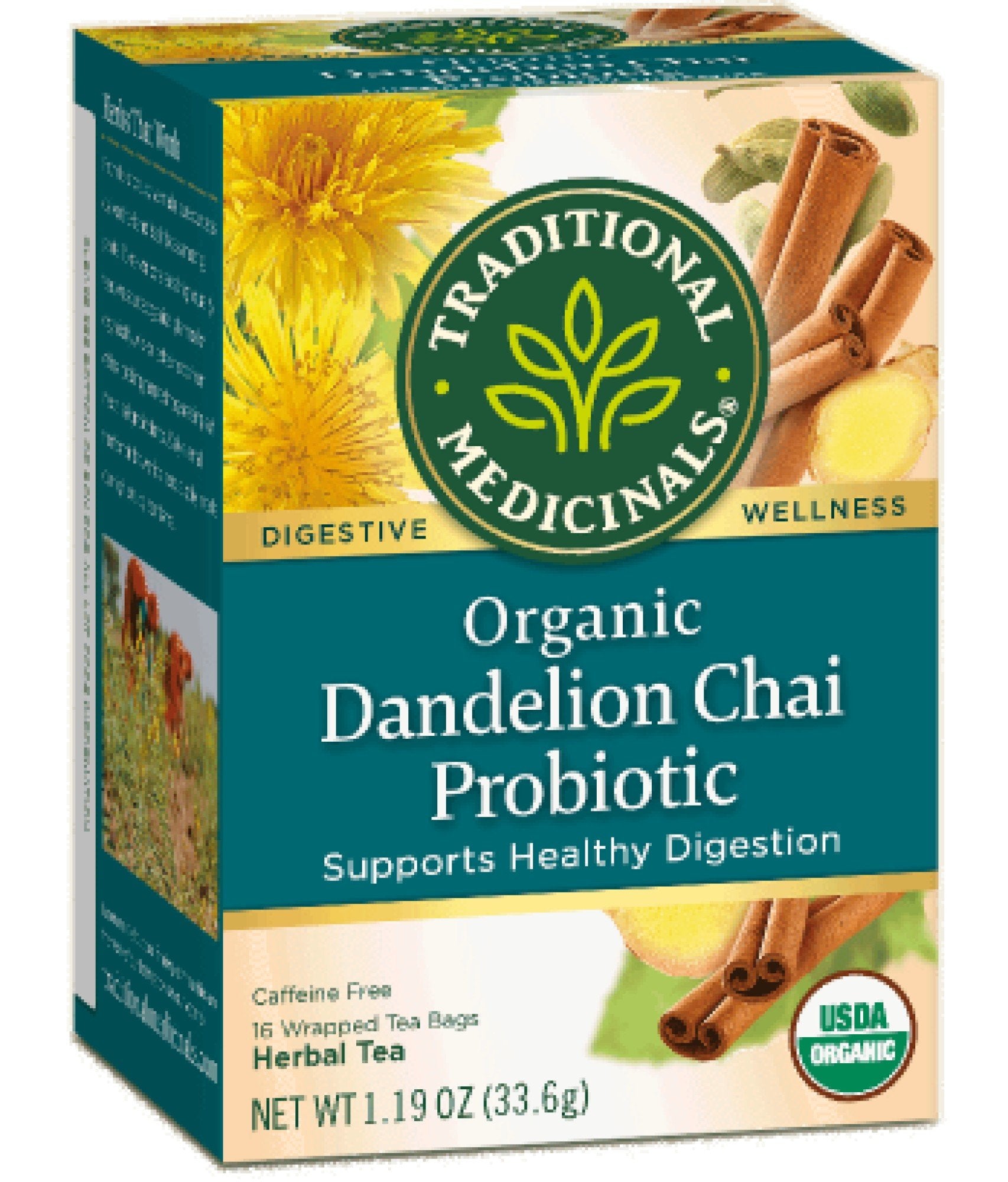 Traditional Medicinals Organic Dandelion Chai Probiotic Tea 16 Bag