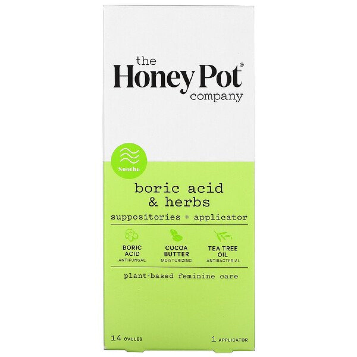 The Honey Pot Boric Acid &amp; Herbs Suppositories 14 Count Box