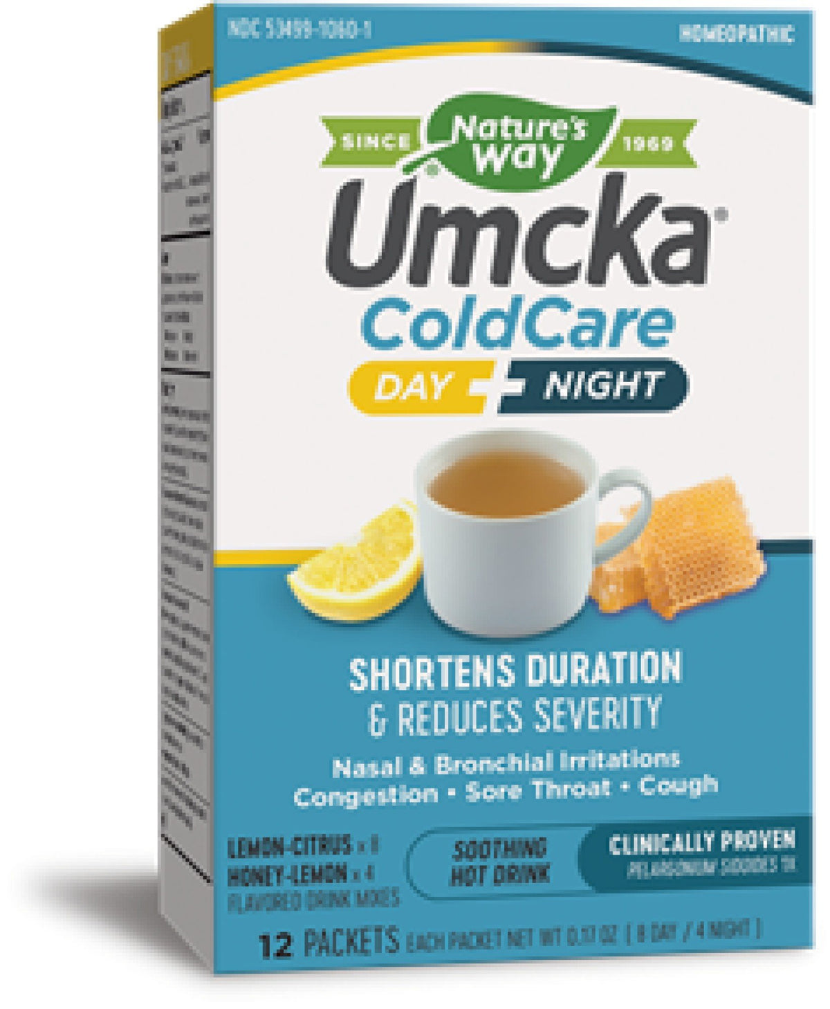 Nature&#39;s Way Umcka ColdCare Day + Night, Lemon-Citrus plus Honey Lemon 12 Packets Box