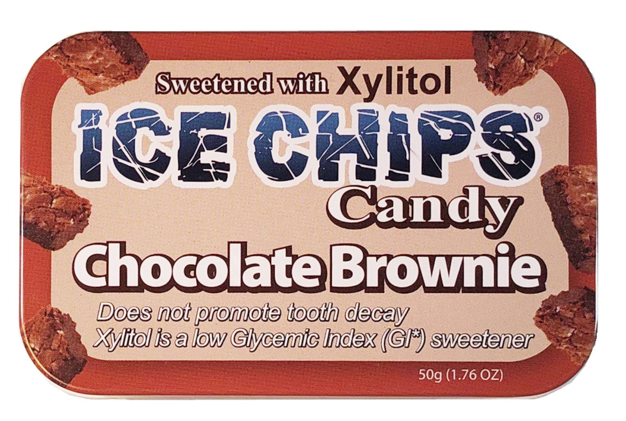 Ice Chips Candy Hand Crafted Candy Tin Chocolate Brownie 1.76 oz Candy