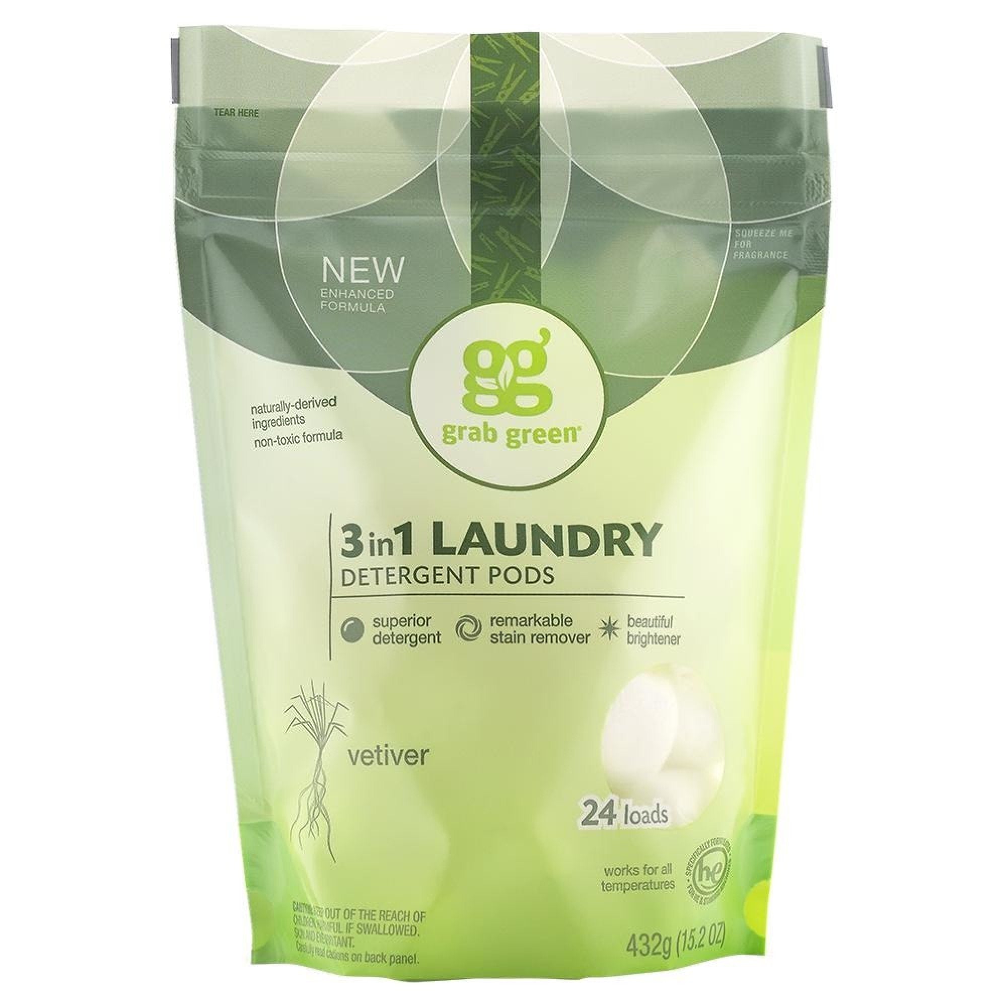 Grab Green Laundry Detergent Vetiver 24 Loads (15.2 oz) Pack