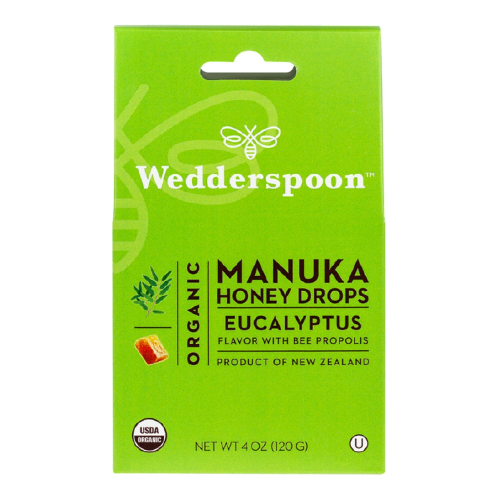 Wedderspoon Organic Manuka Honey Drops Eucalyptus 4 oz Box