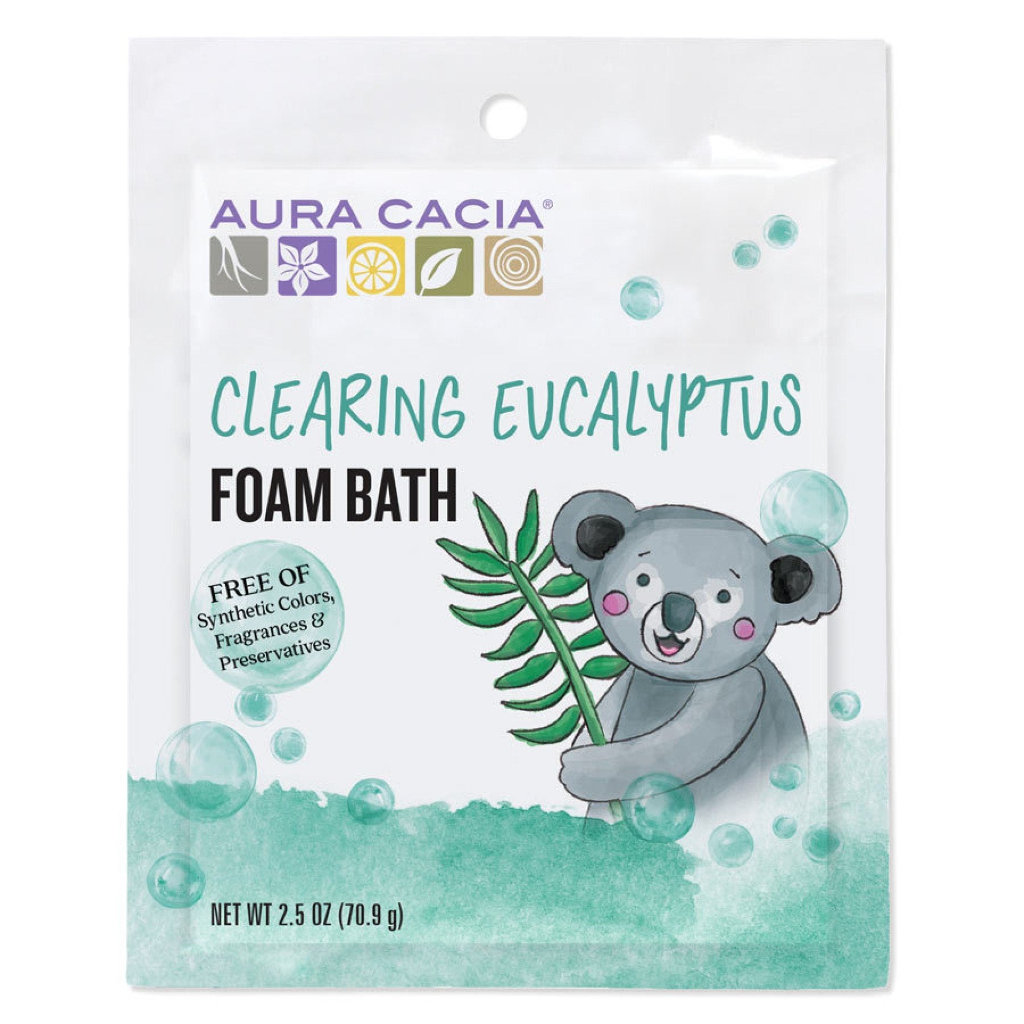 Aura Cacia Clearing Eucalyptus Kids Foam Bath 2.5 oz Powder