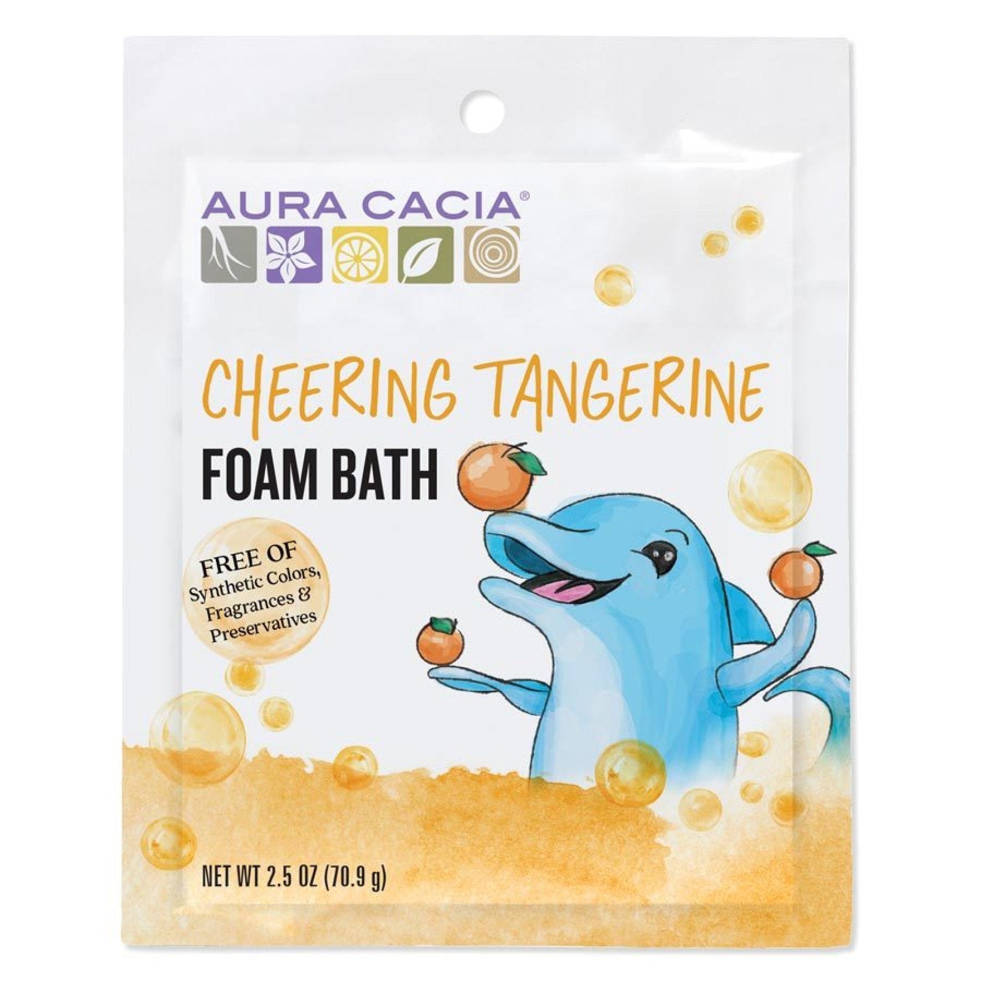 Aura Cacia Cheering Tangerine & Sweet Orange Kids Foam Bath 2.5 oz Powder