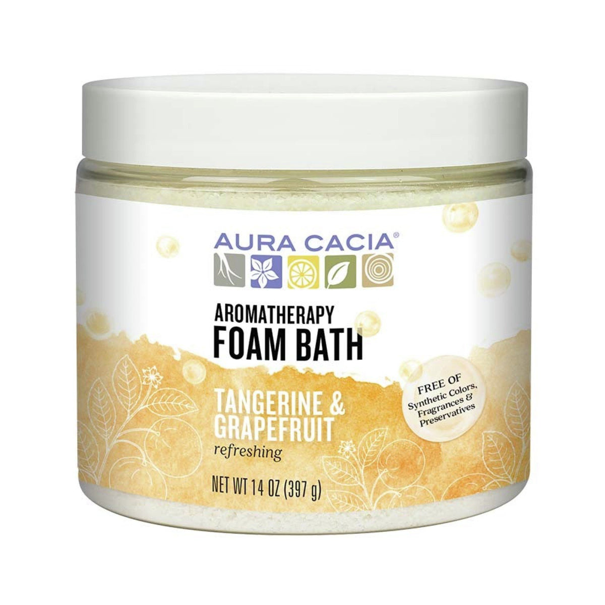 Aura Cacia Aromatherapy Foam Bath Refreshing Tangerine &amp; Grapefruit 14 oz Powder