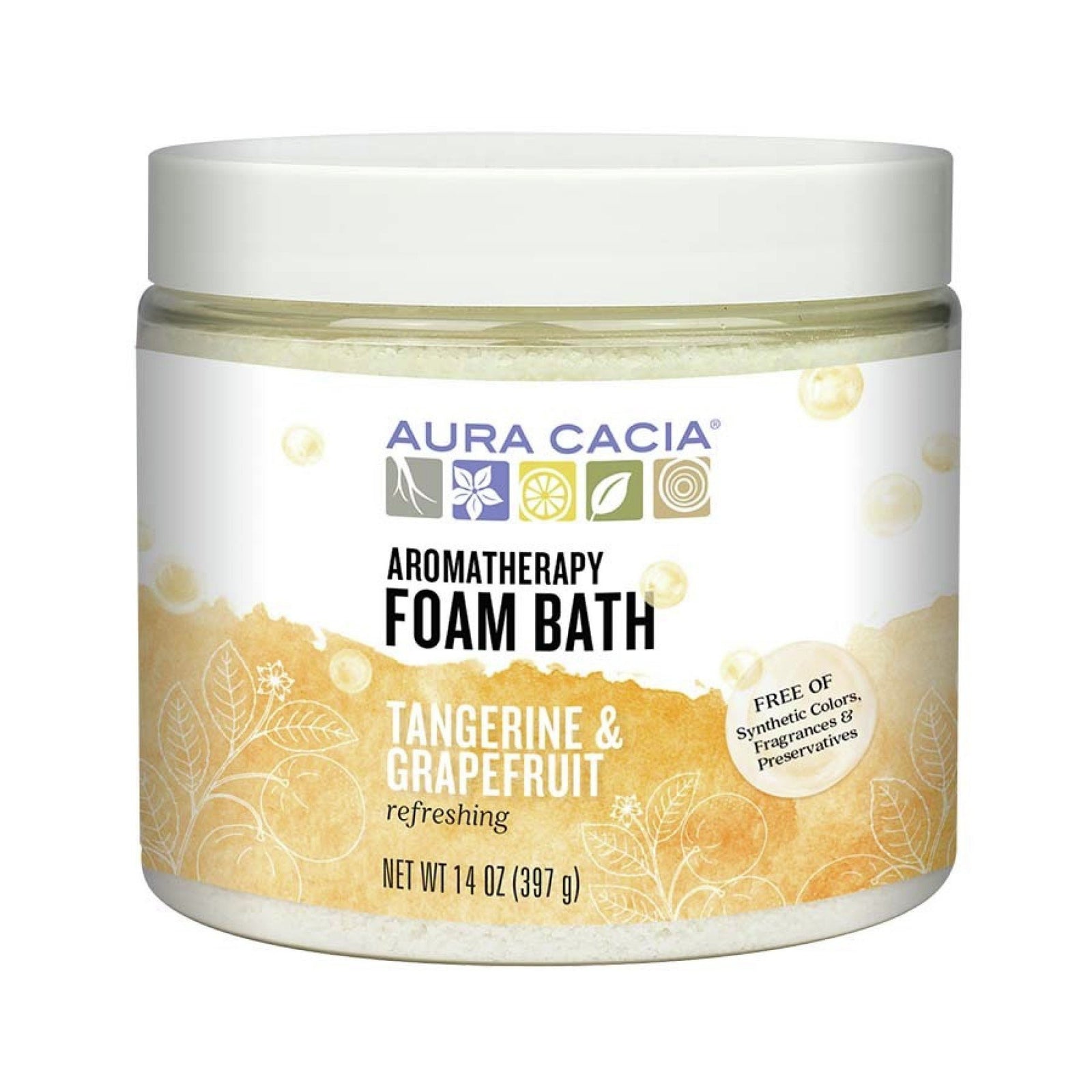 Aura Cacia Aromatherapy Foam Bath Refreshing Tangerine & Grapefruit 14 oz Powder