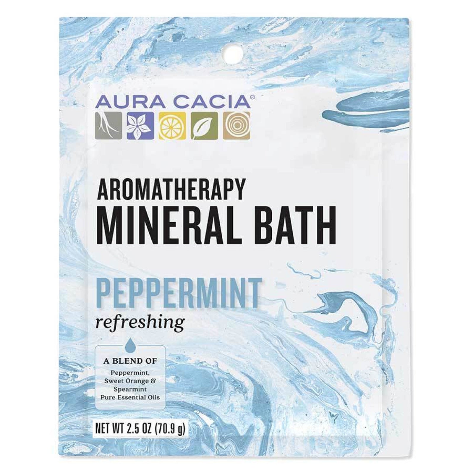 Aura Cacia Mineral Bath Refreshing Peppermint 2.5 oz Bath Salts