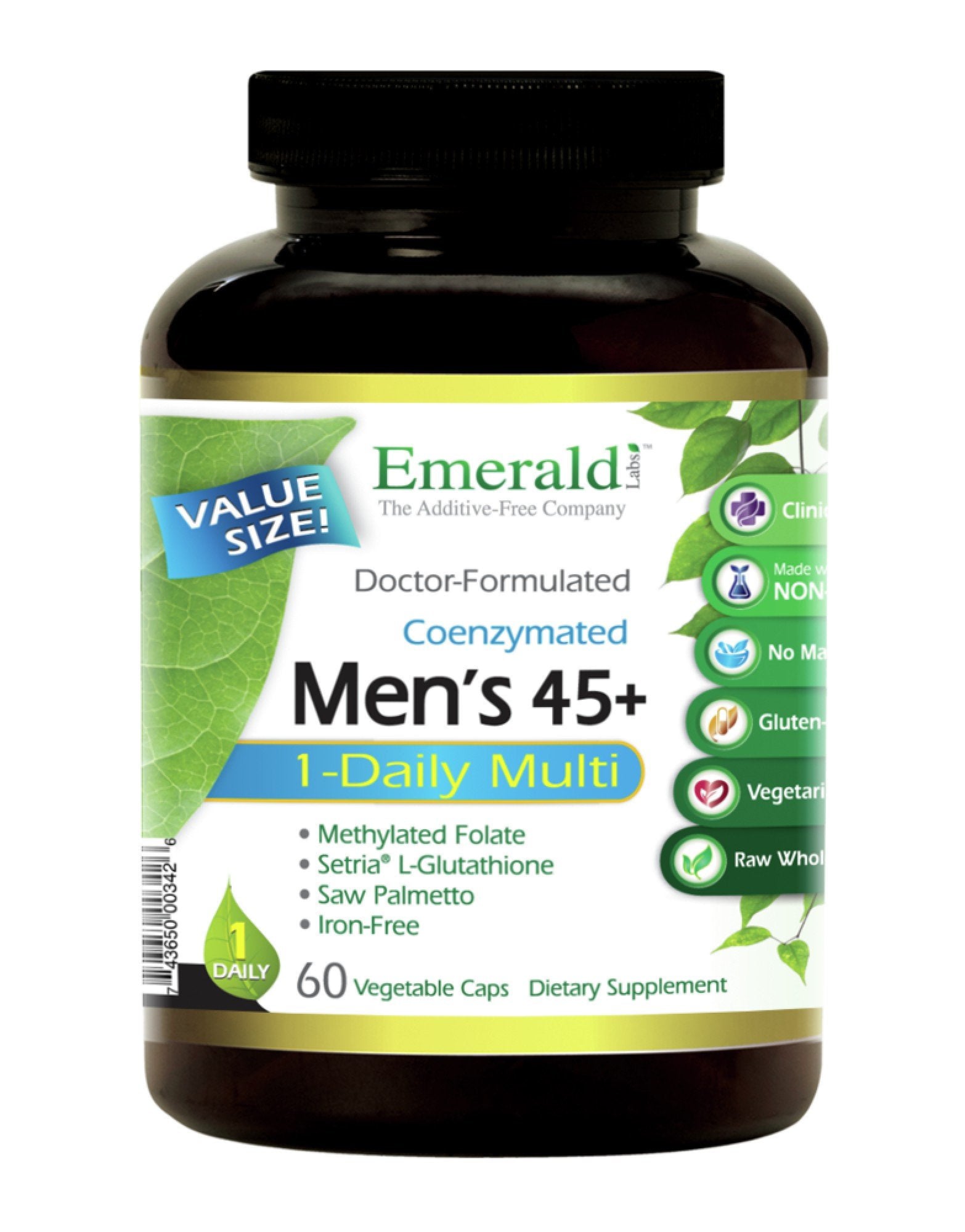 Emerald Labs 1-Daily Men's 45+ Multi Vit-A-Min 60 VegCap