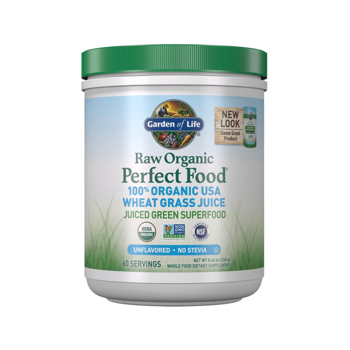 Garden of Life Raw Organic Perfect Food Wheat Grass Juice Unflavored 8.46 oz (240g) Powder