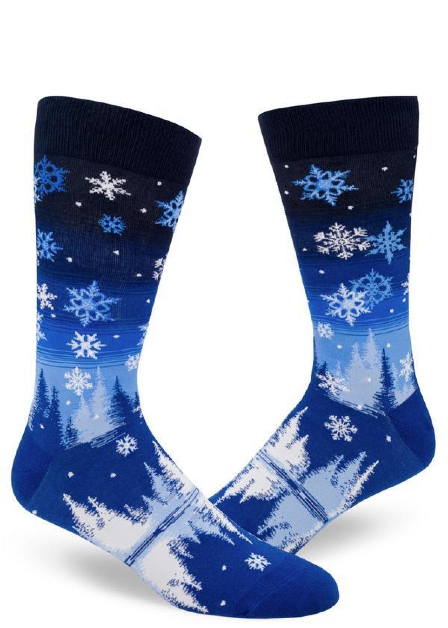 ModSocks Snowflakes Men's Crew Socks - Into the Blue 1 Pair Pack