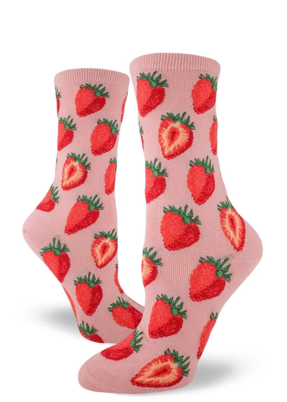 ModSocks Sweet Strawberries Women&#39;s Crew Socks - Petal Pink 1 Pair Pack