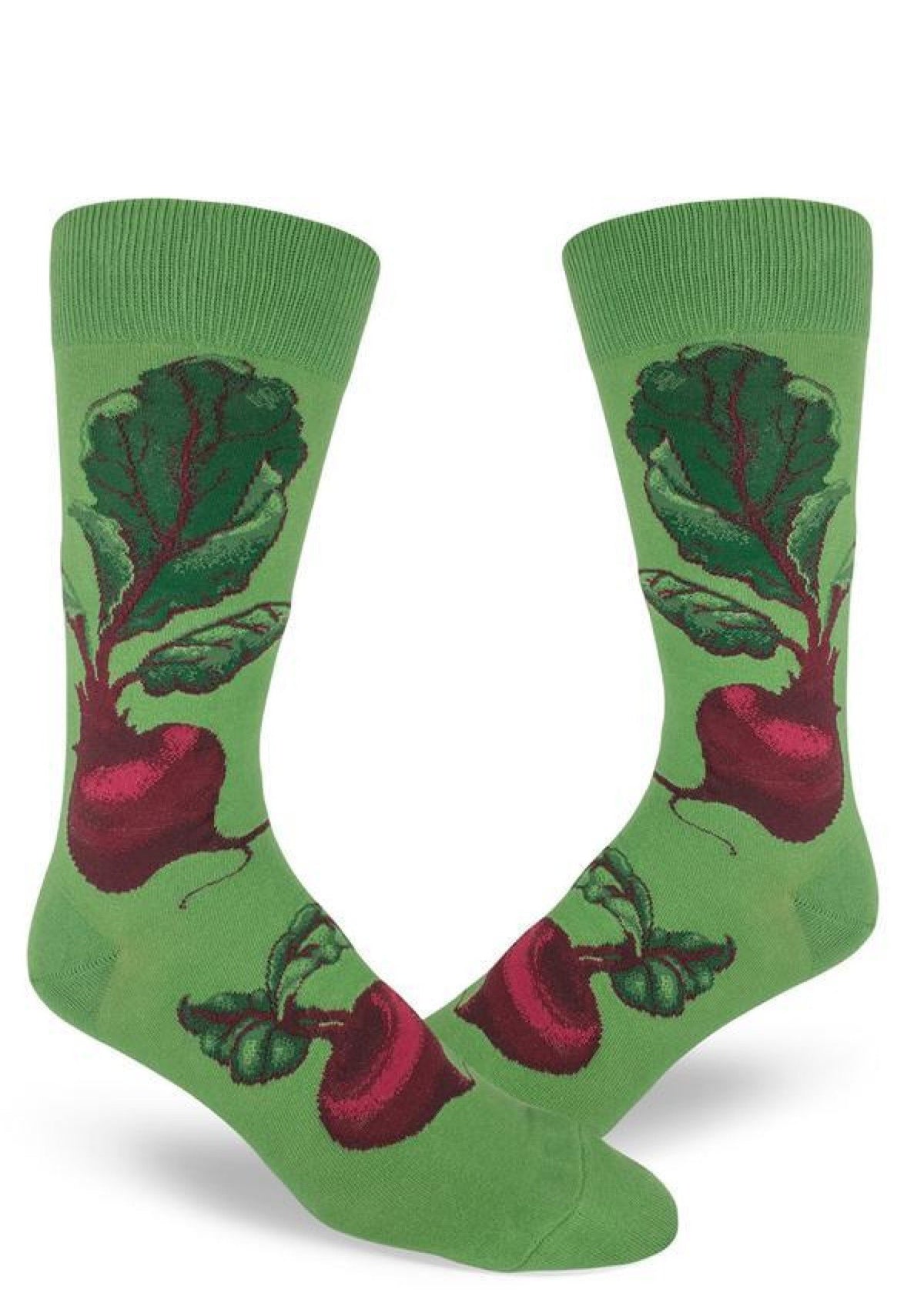 ModSocks Red Beets Men&#39;s Crew Socks - Green 1 Pair Pack