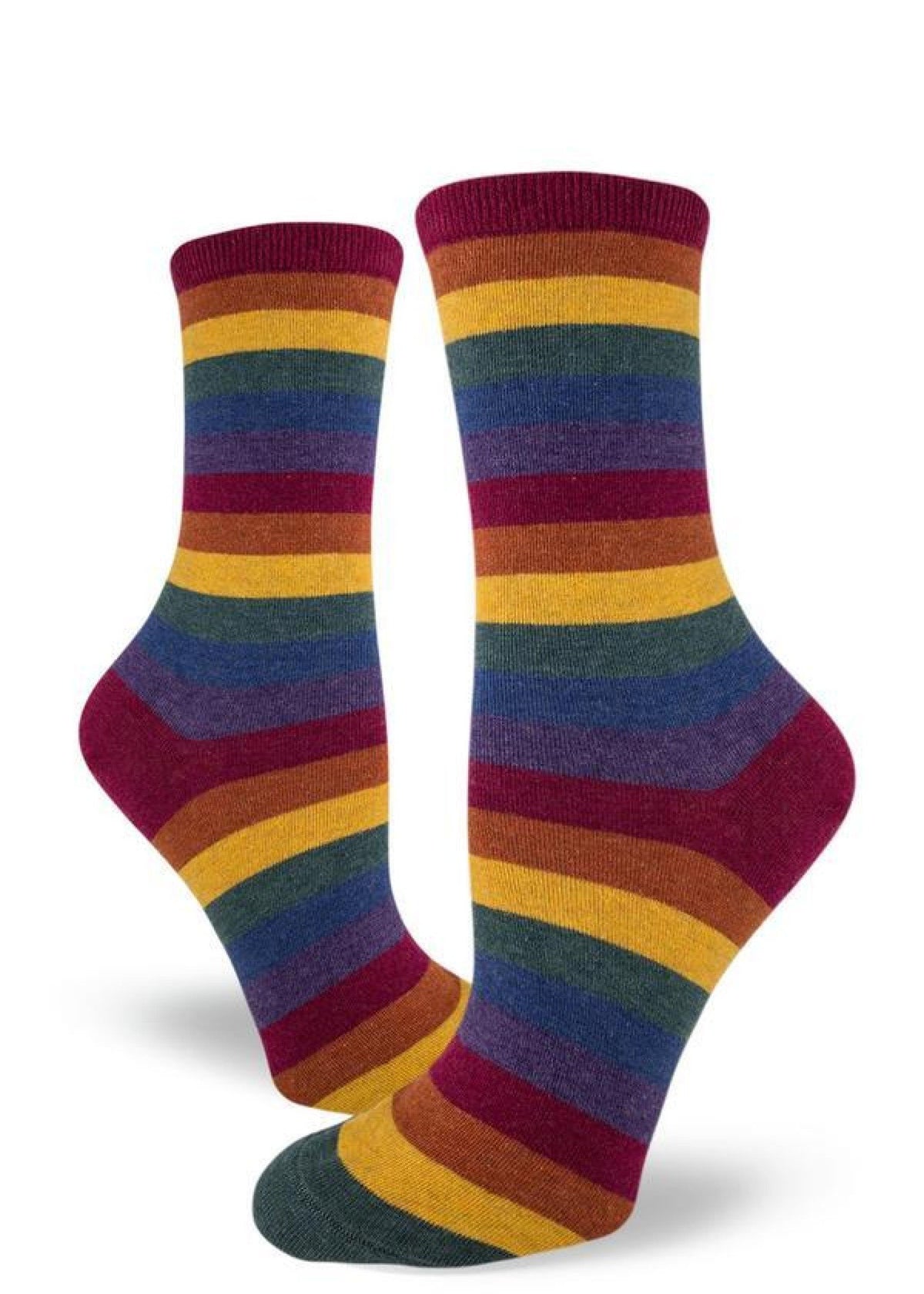 ModSocks Heather Rainbow Striped Women&#39;s Crew Socks - Muted Rainbow 1 Pair Pack