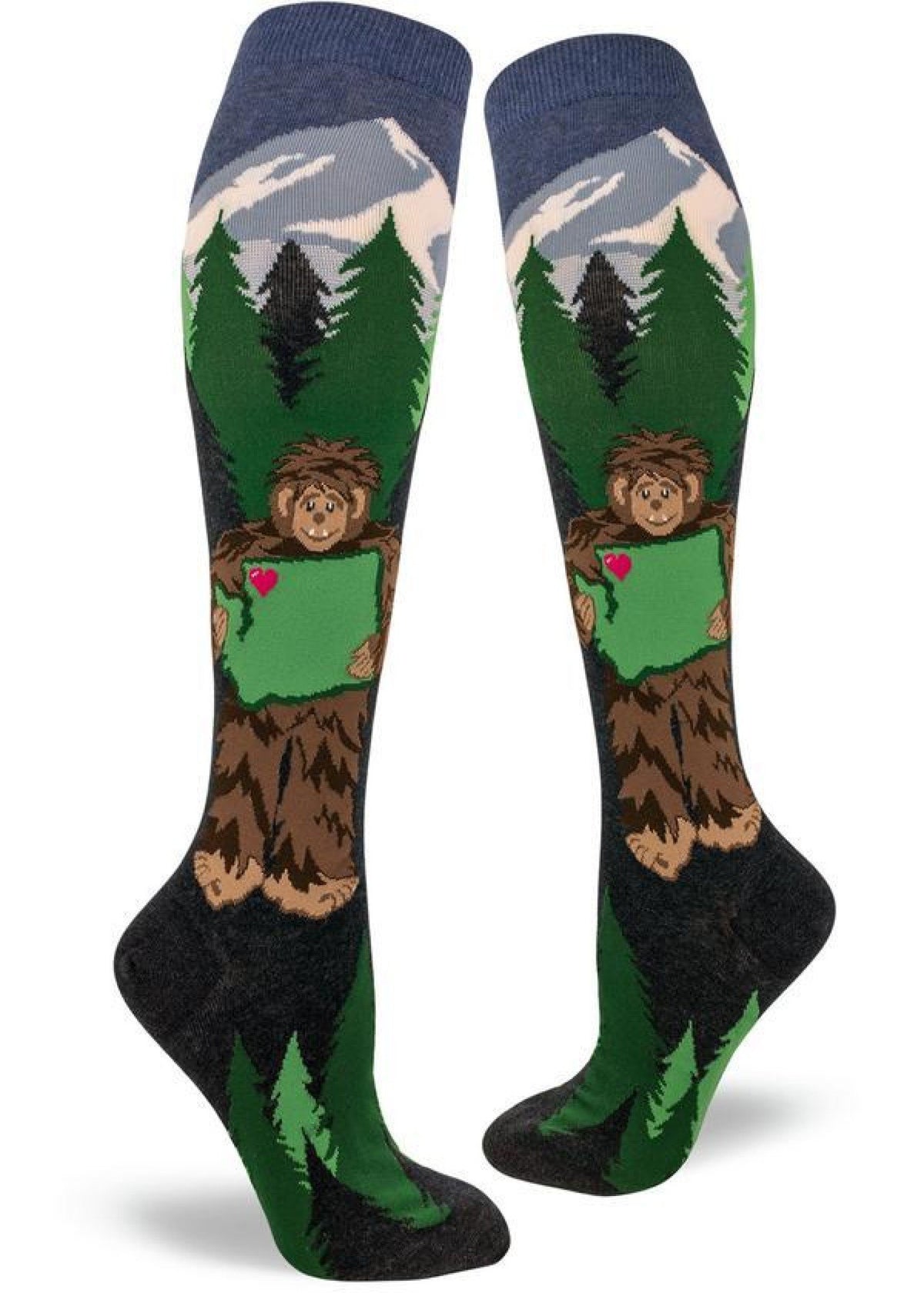 ModSocks Sasquatch Loves Washington Women&#39;s Knee Socks - Heather Coal 1 Pair Pack