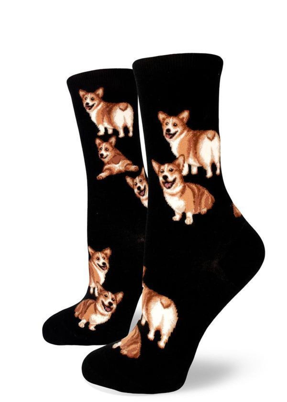 ModSocks Corgi Butt Strut Women&#39;s Crew Socks - Black 1 Pair Pack