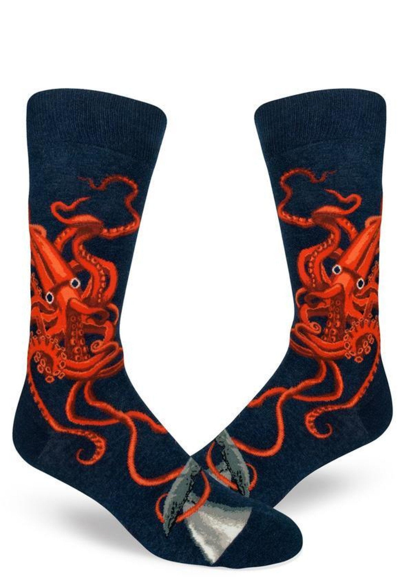 ModSocks Squid & Whale Men's Crew Socks - Heather Navy 1 Pair Pack