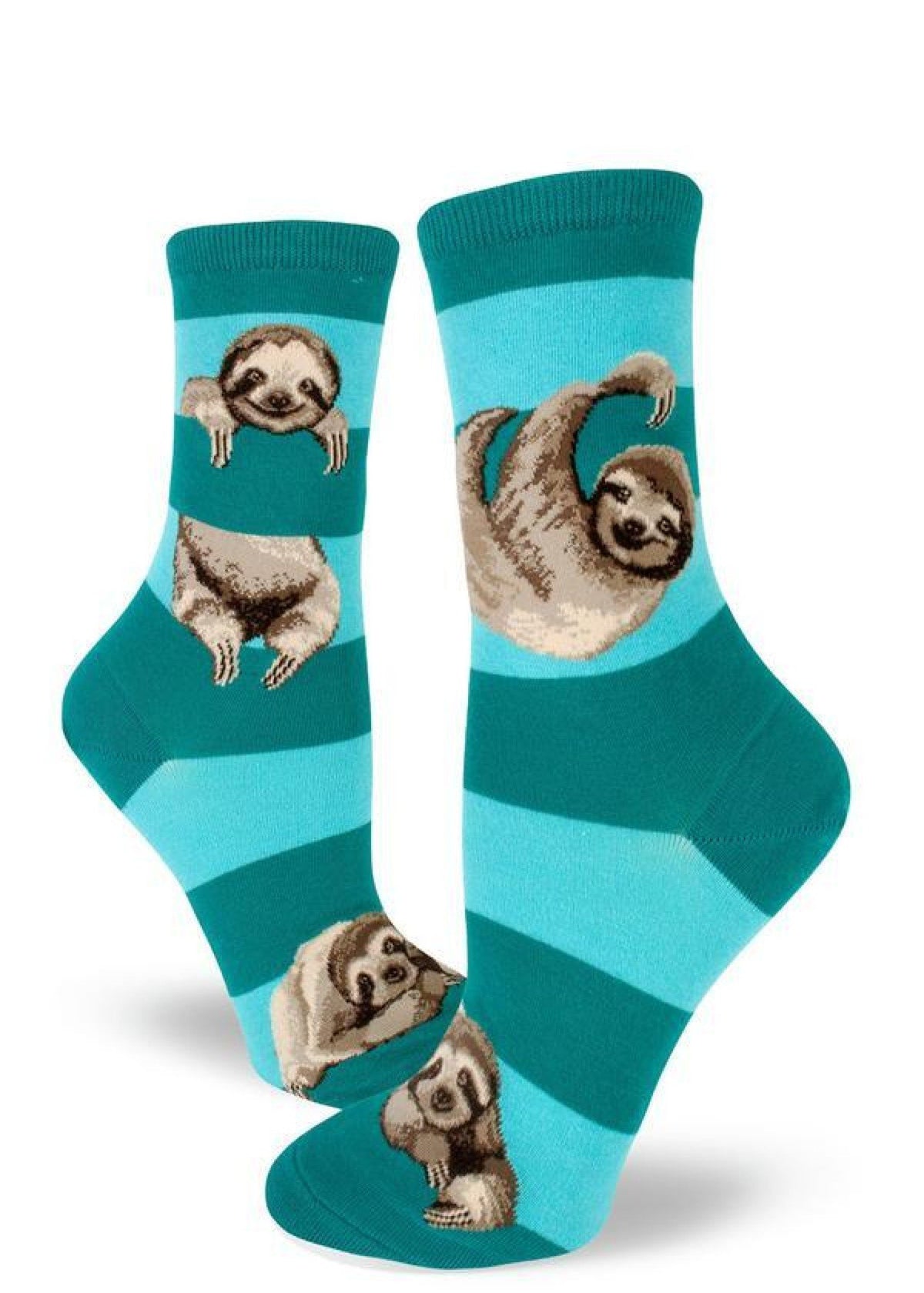 ModSocks Sloth Stripe Women&#39;s Crew Socks - Teal 1 Pair Pack