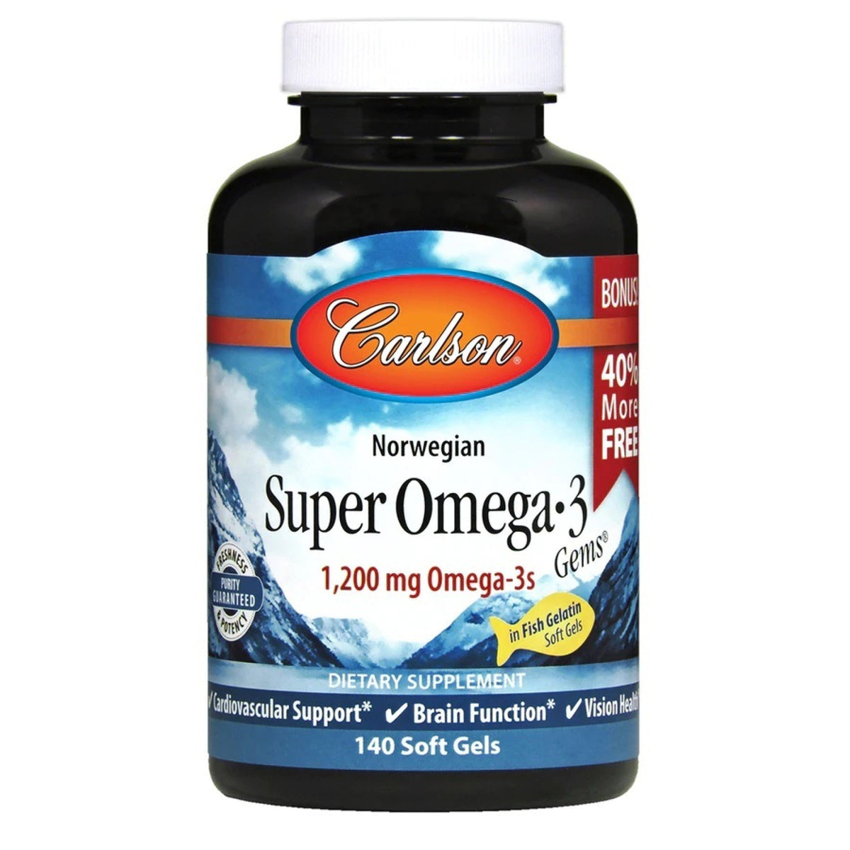 Carlson Laboratories Super Omega-3 Gems, Pescetarian 140 Softgel
