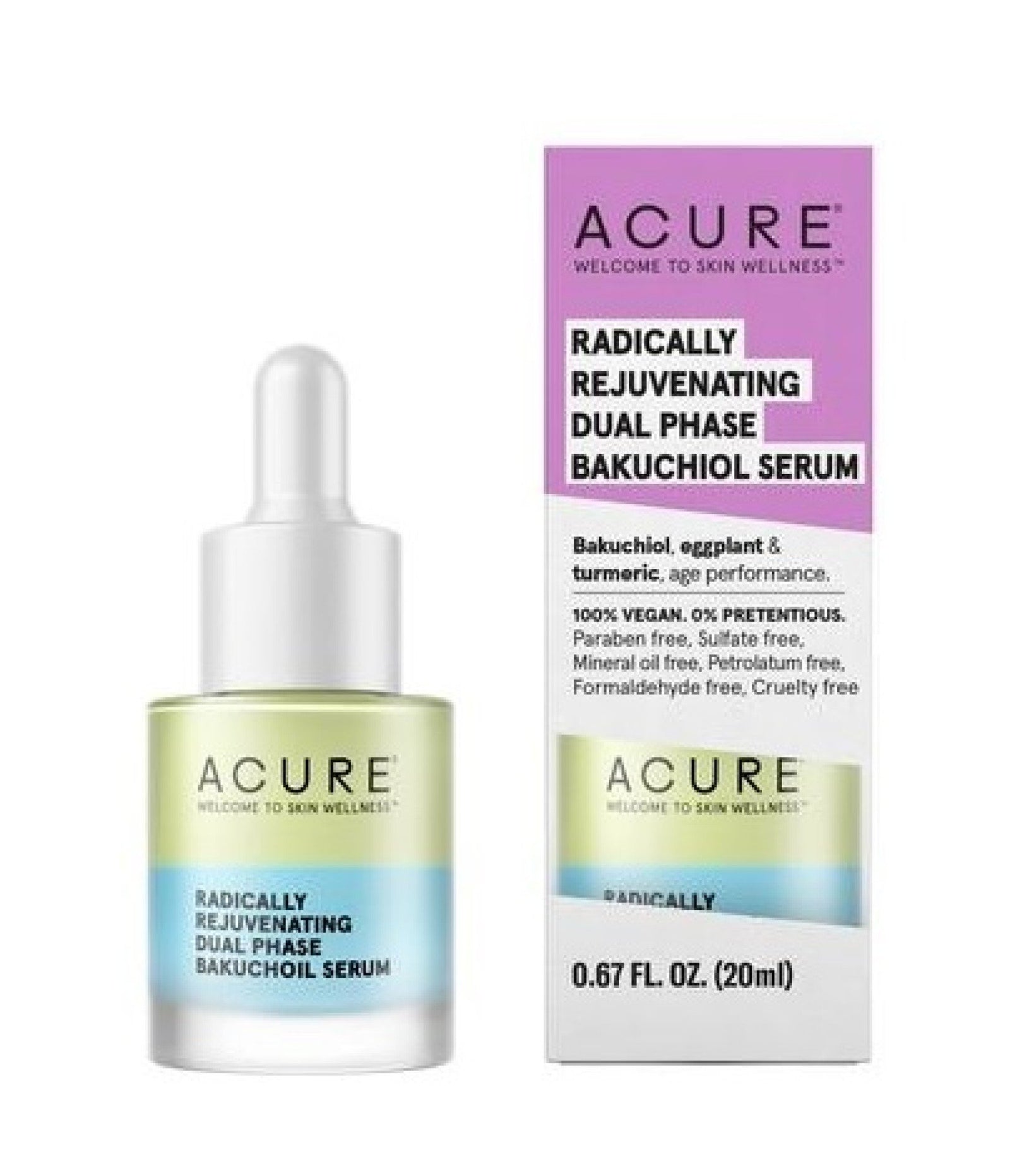 Acure Radically Rejuvenating Dual Phase Bakuchiol Serum .67 fl oz Liquid