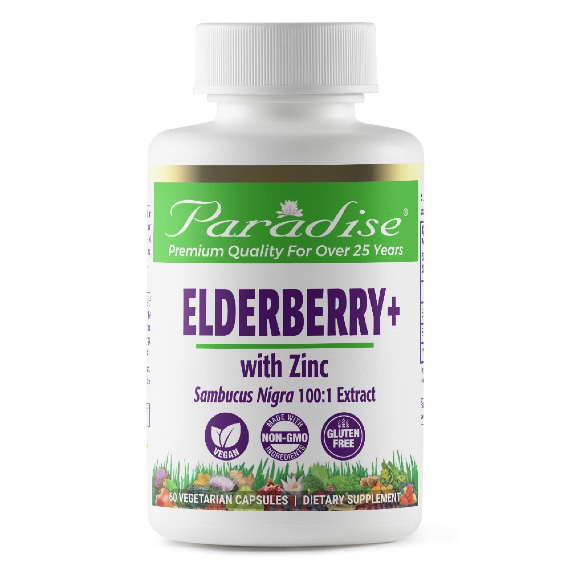 Paradise Herbs Elderberry + with Zinc 60 VegCap