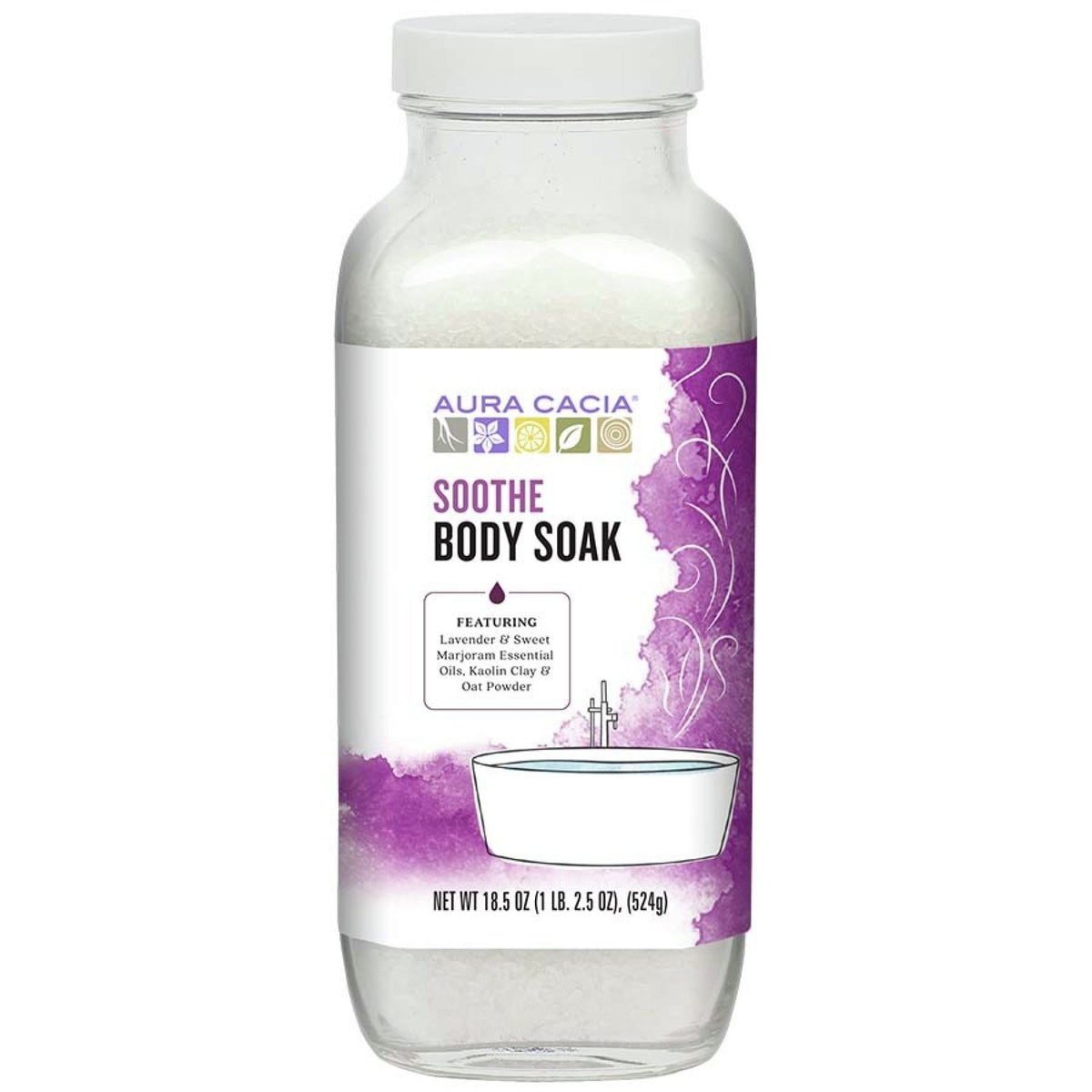 Aura Cacia Body Soak Soothe 18.5 oz Glass Jar