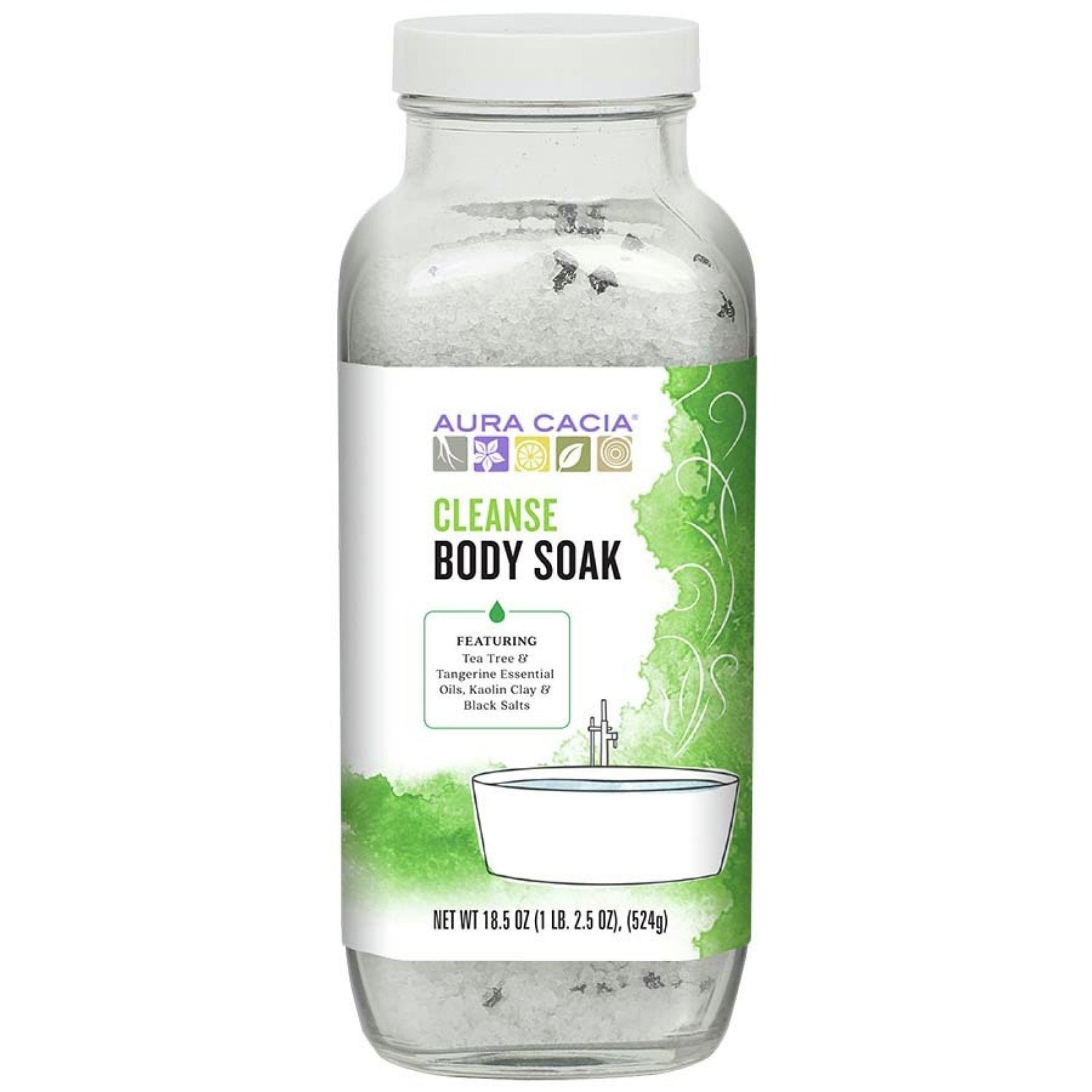 Aura Cacia Body Soak Cleanse 18.5 oz Glass Jar