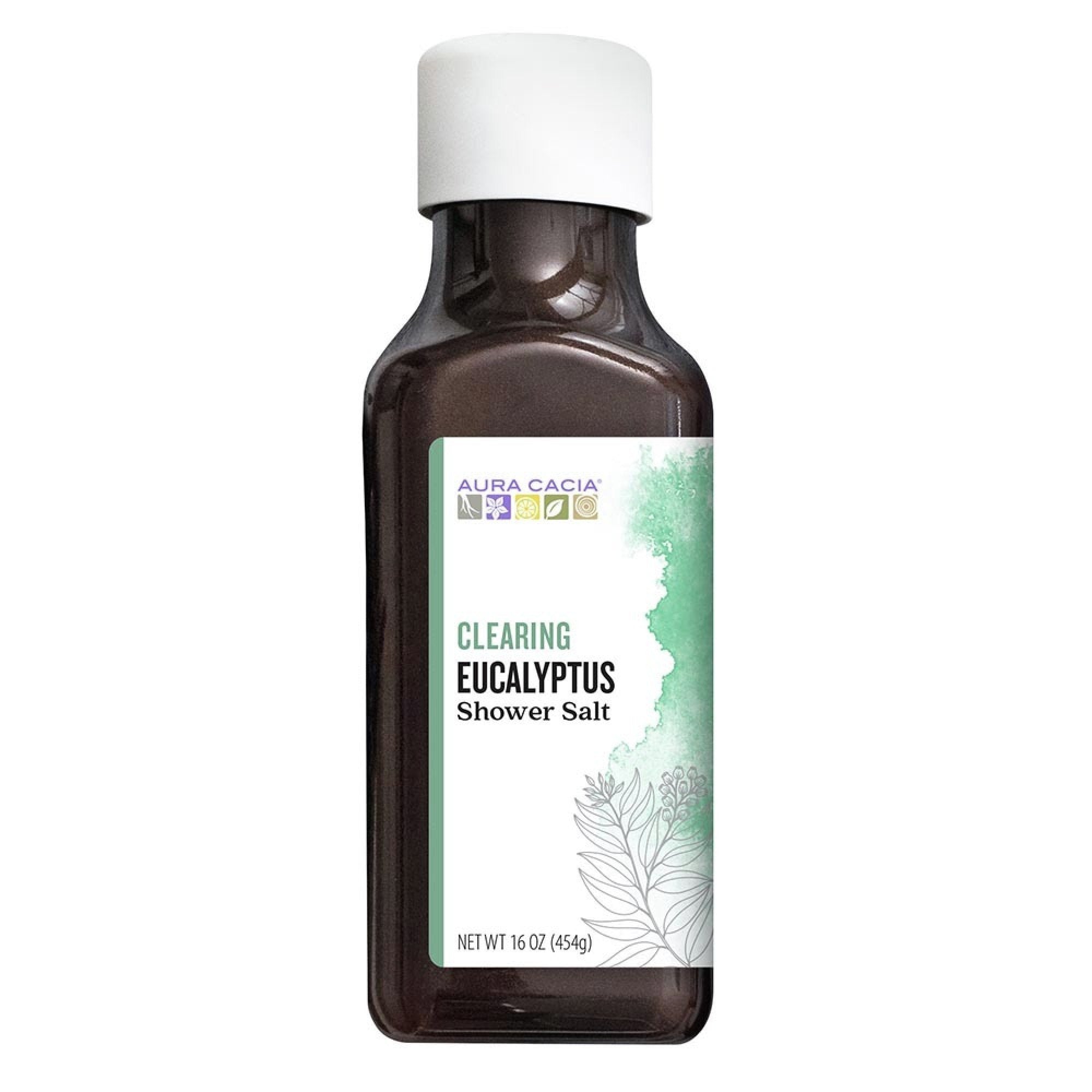 Aura Cacia Clearing Eucalyptus Shower Salt 16 oz Bottle