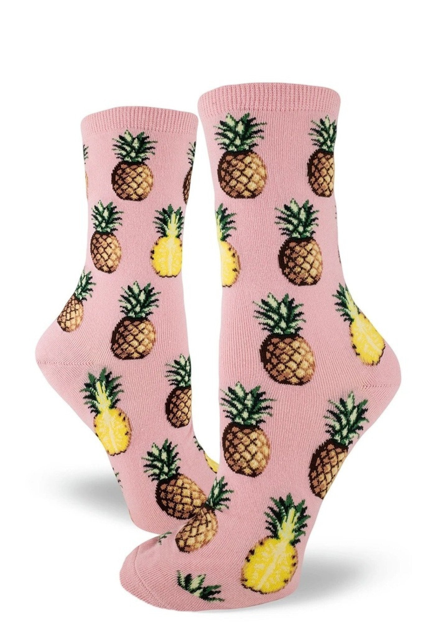 ModSocks Pursuit of Pineapples Women's Crew Socks - Petal Pink 1 Pair Pack