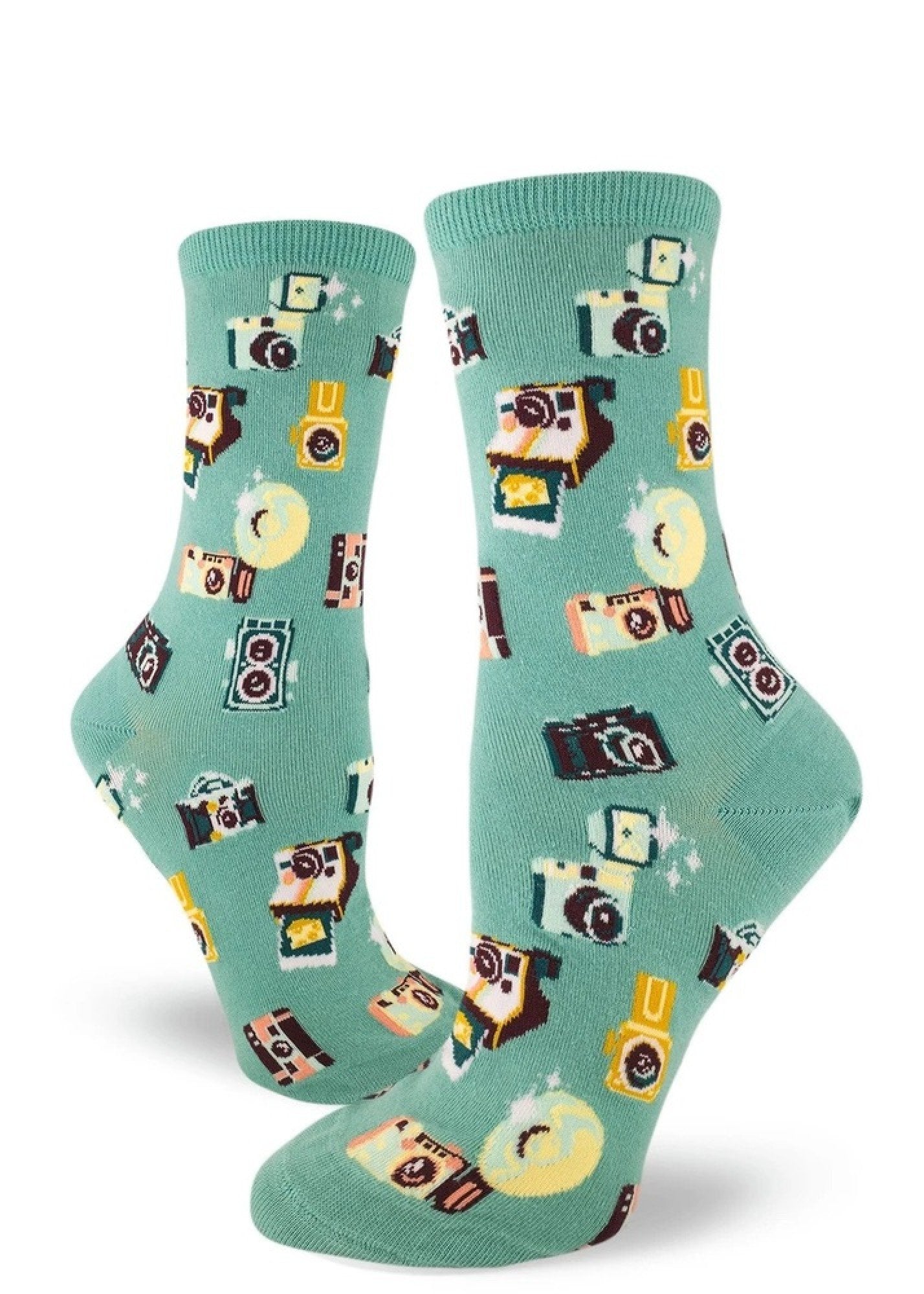 ModSocks Say Cheese Women's Crew Socks - Dusty Turquoise 1 Pair Pack