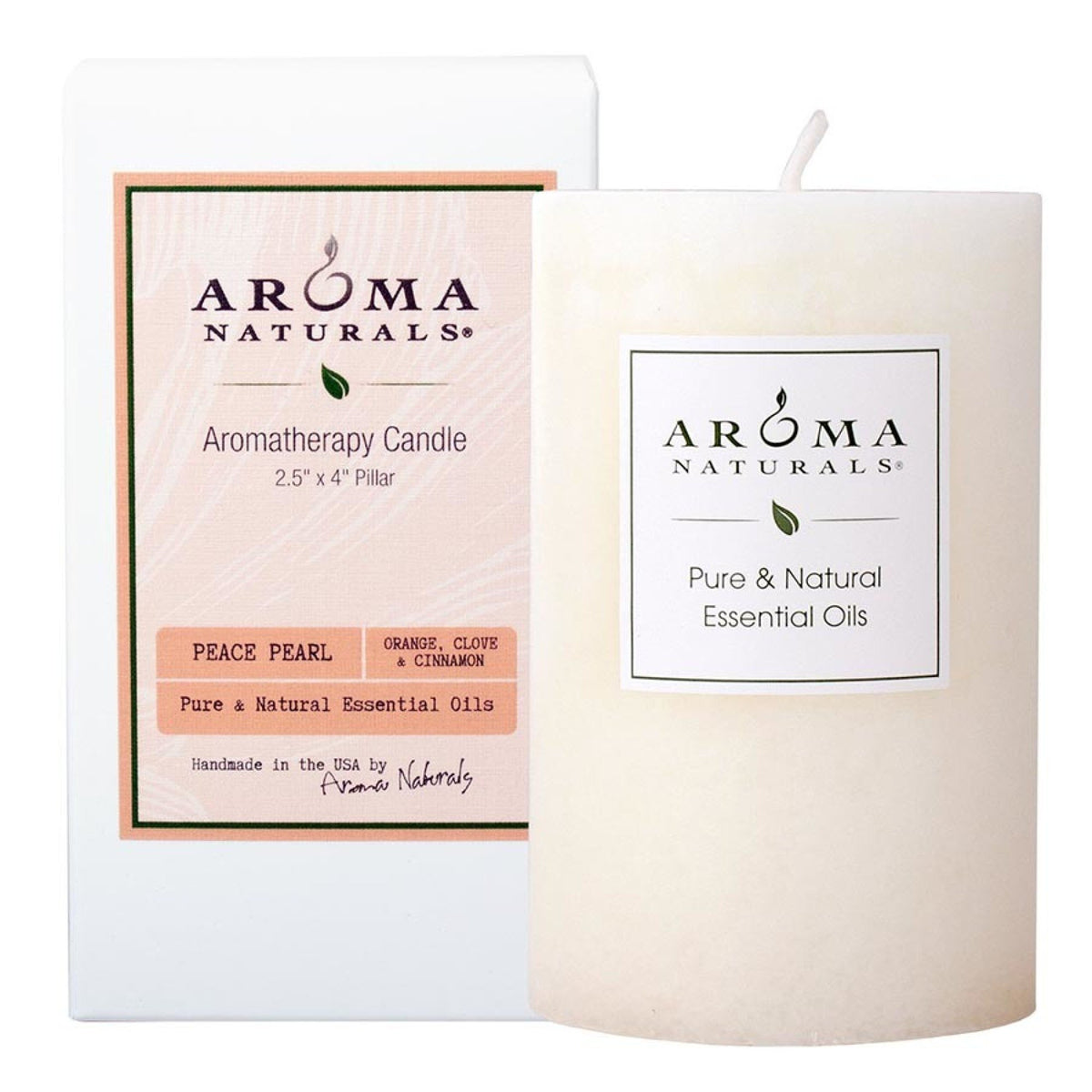 Aroma Naturals Pillar Candle Peace Pearl White 1 Container